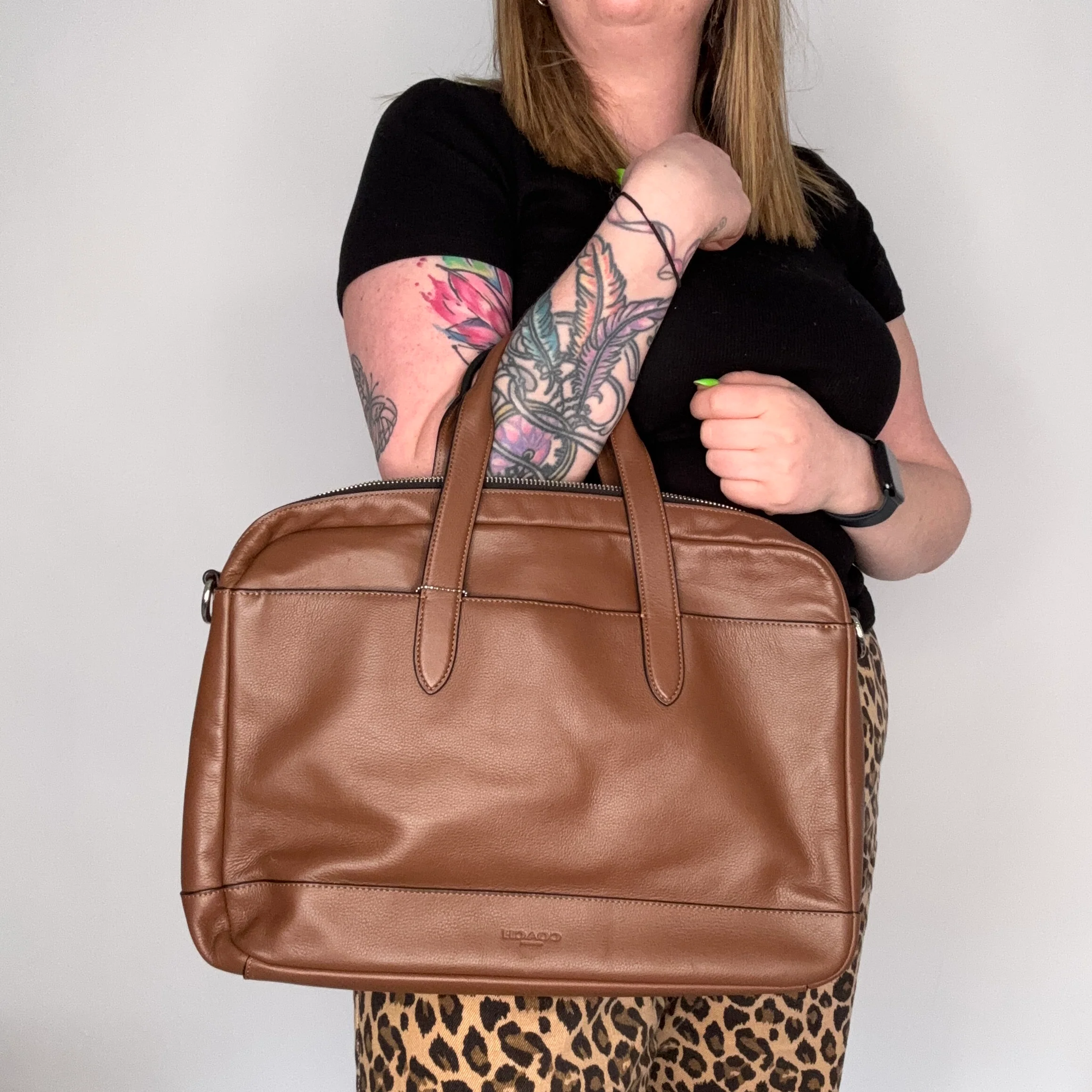 Coach Laptop Bag Brown Leather with Strap - Image 2