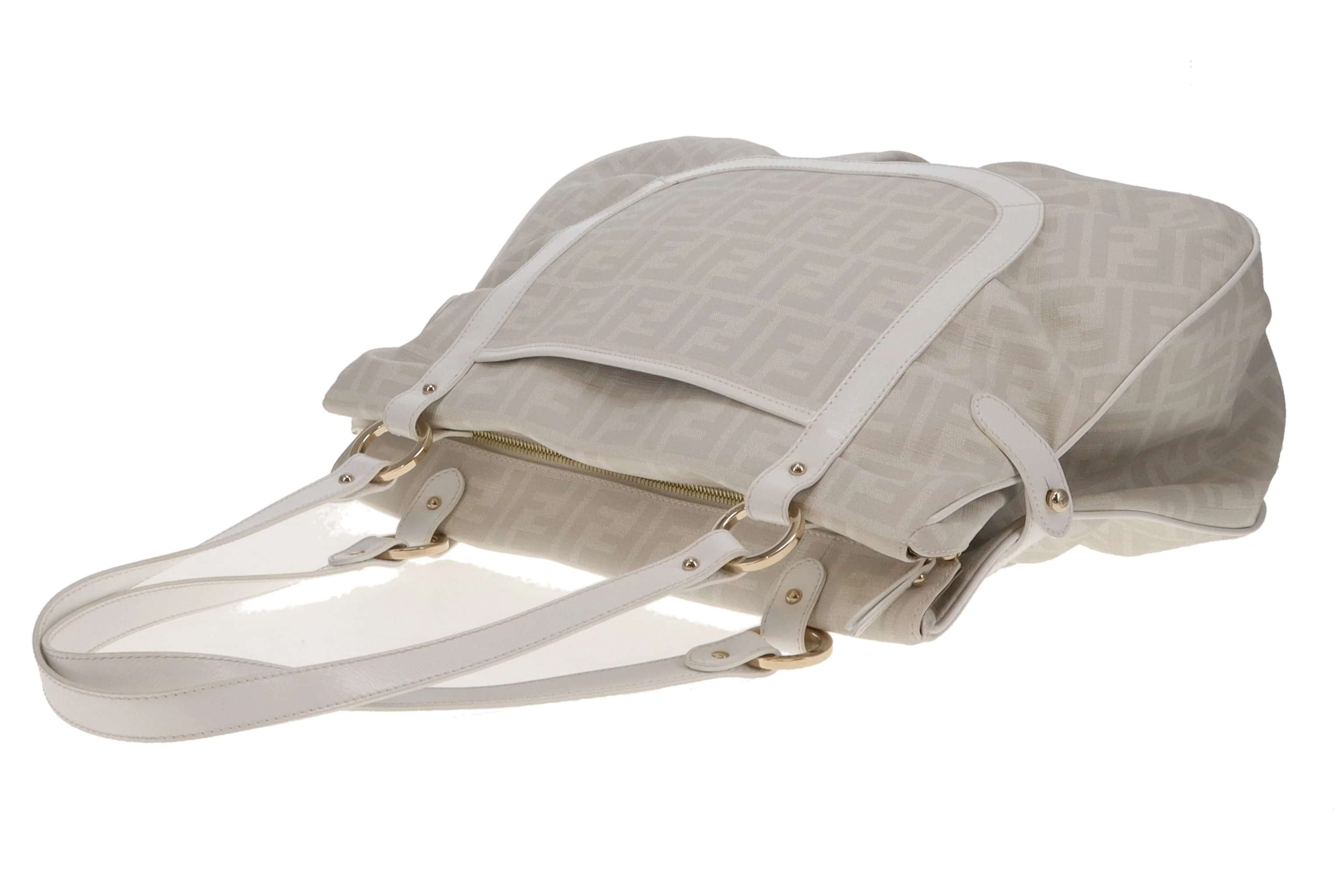 Fendi Shoulder Bag White Zucca Coated Canvas and Leather - Image 11