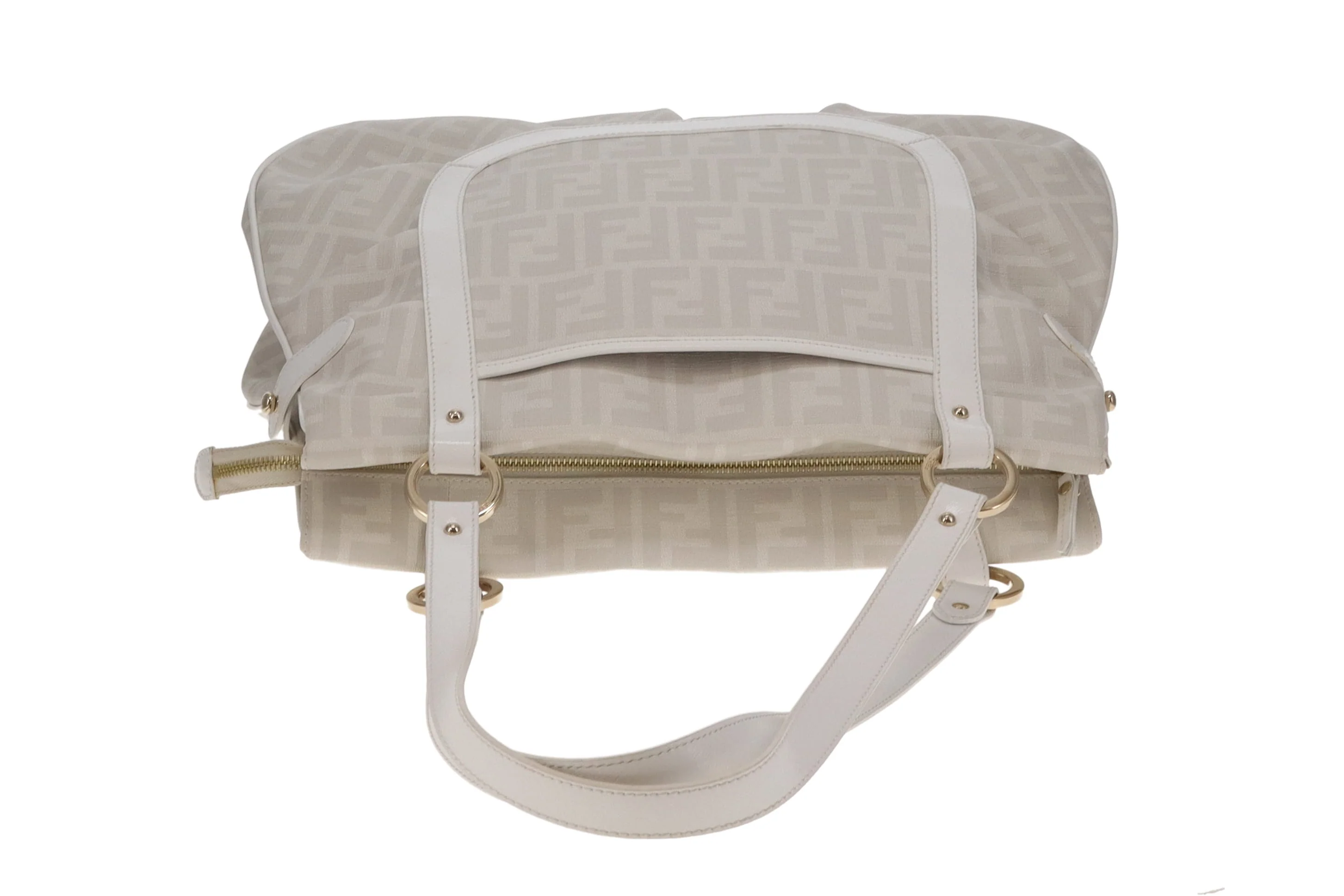 Fendi Shoulder Bag White Zucca Coated Canvas and Leather - Image 7