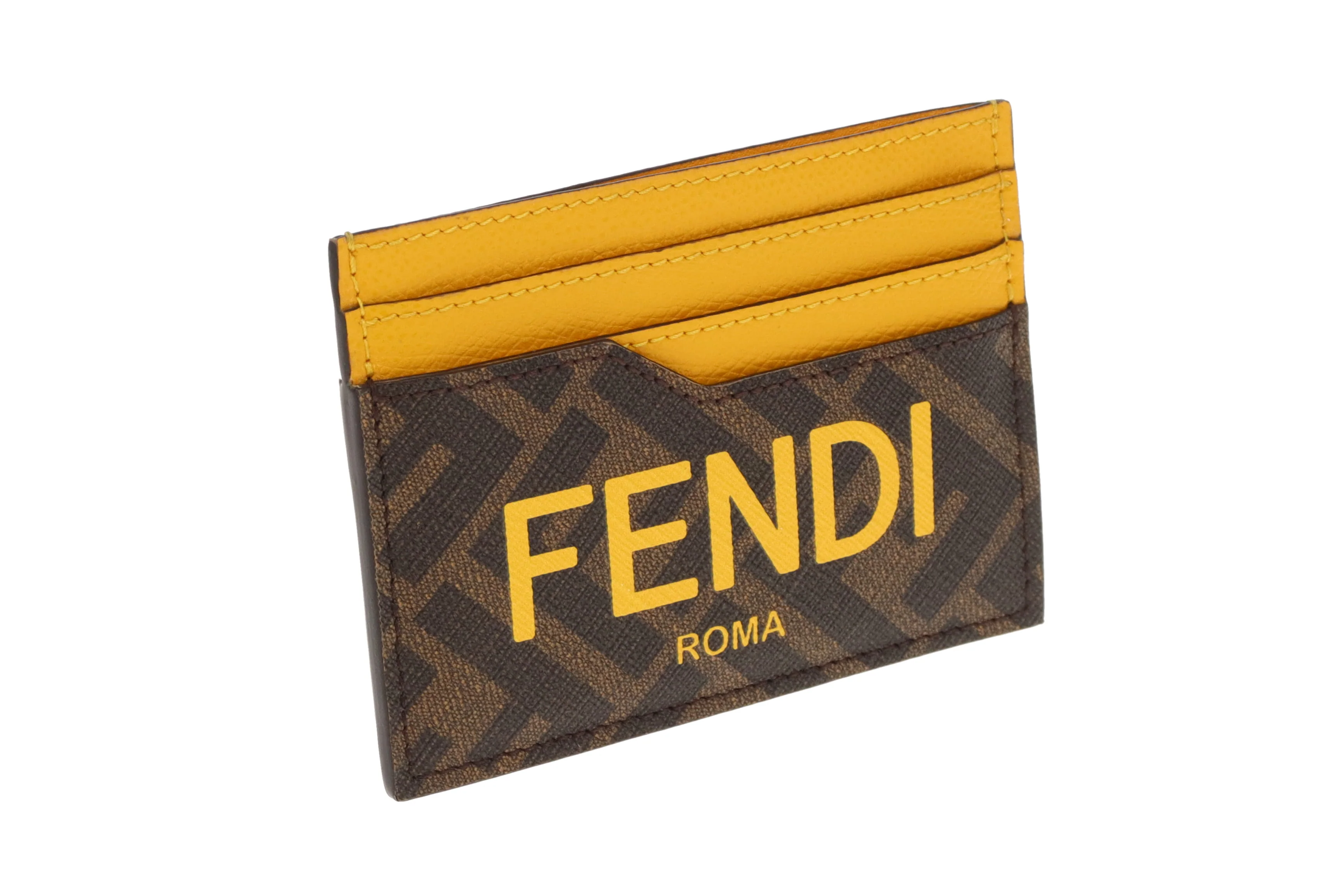 Fendi Zucca Card Holder In Yellow And Brown - Image 3