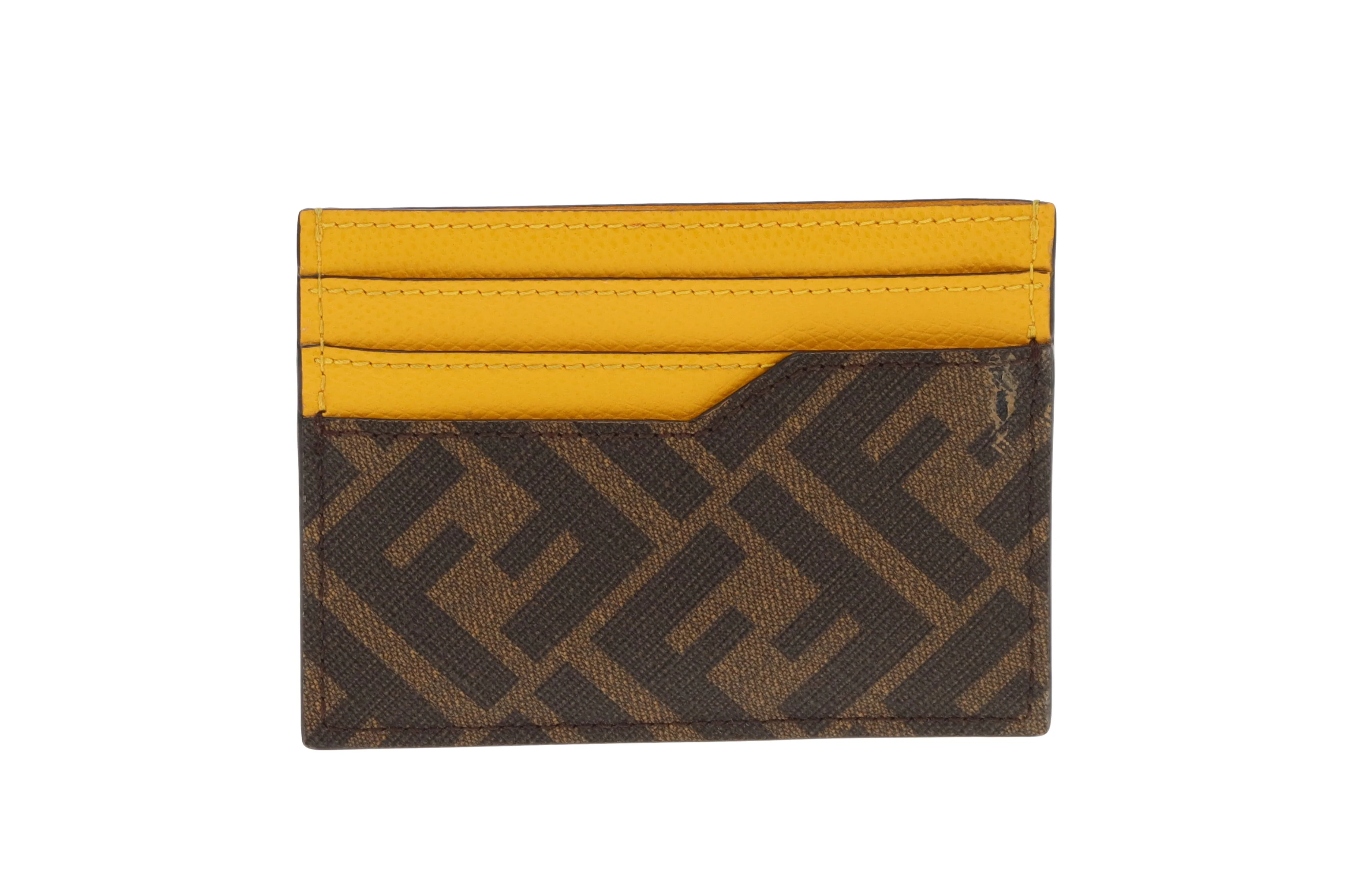 Fendi Zucca Card Holder In Yellow And Brown - Image 4