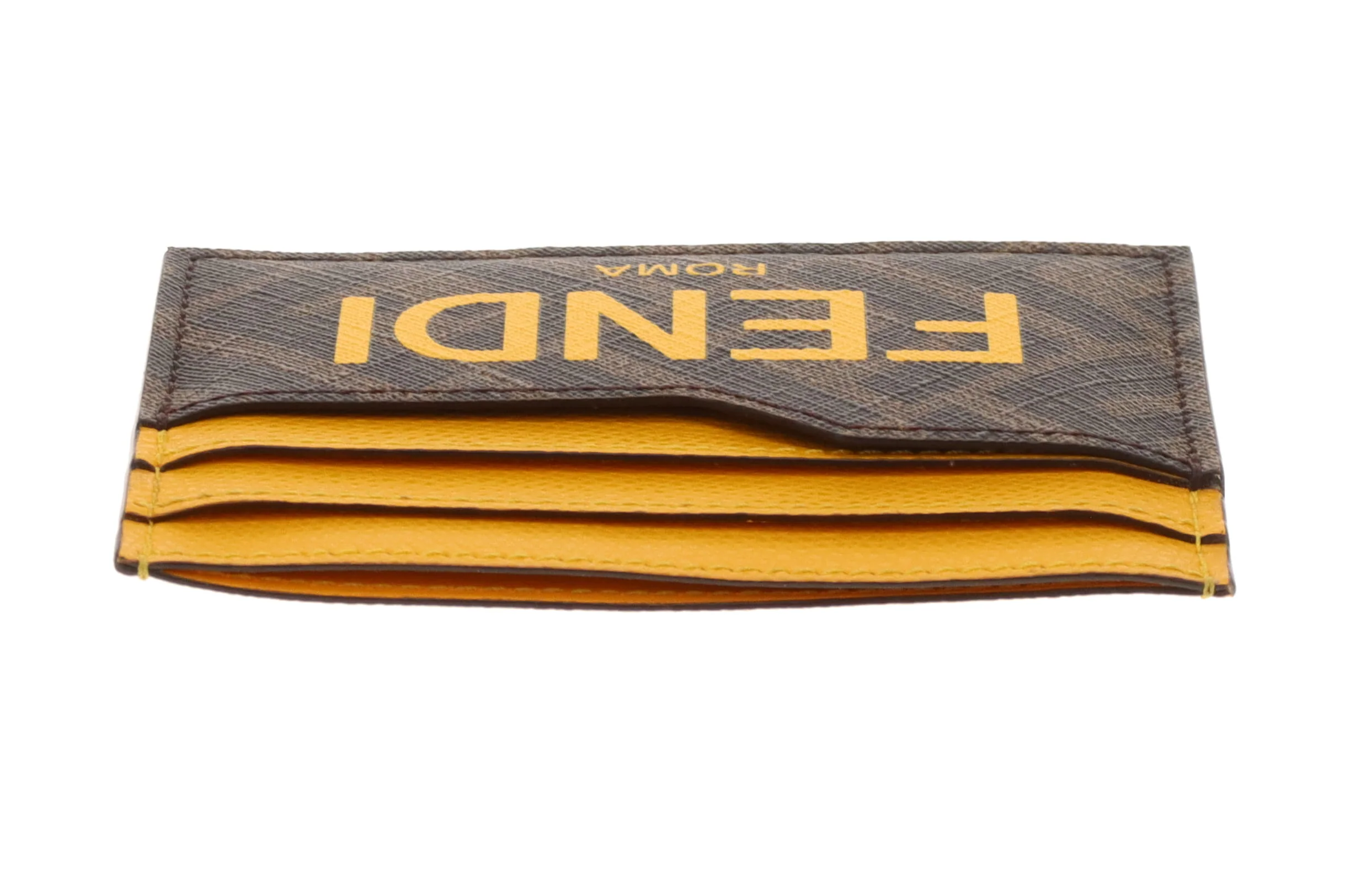 Fendi Zucca Card Holder In Yellow And Brown - Image 5