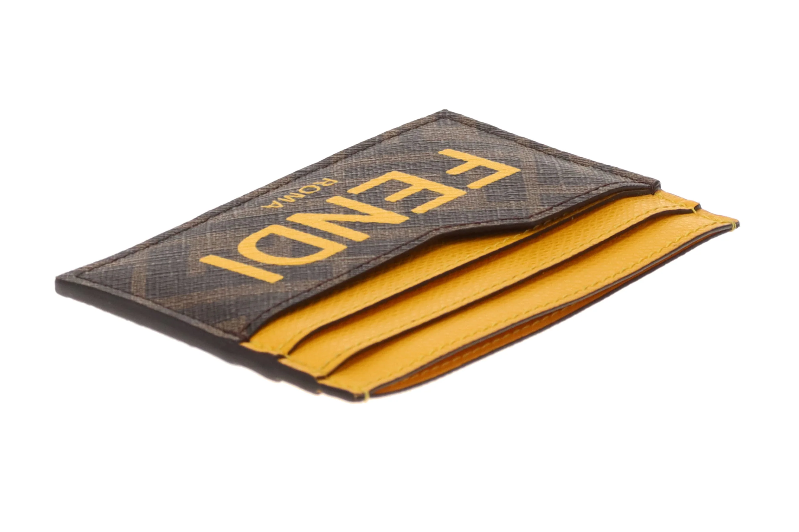Fendi Zucca Card Holder In Yellow And Brown - Image 6