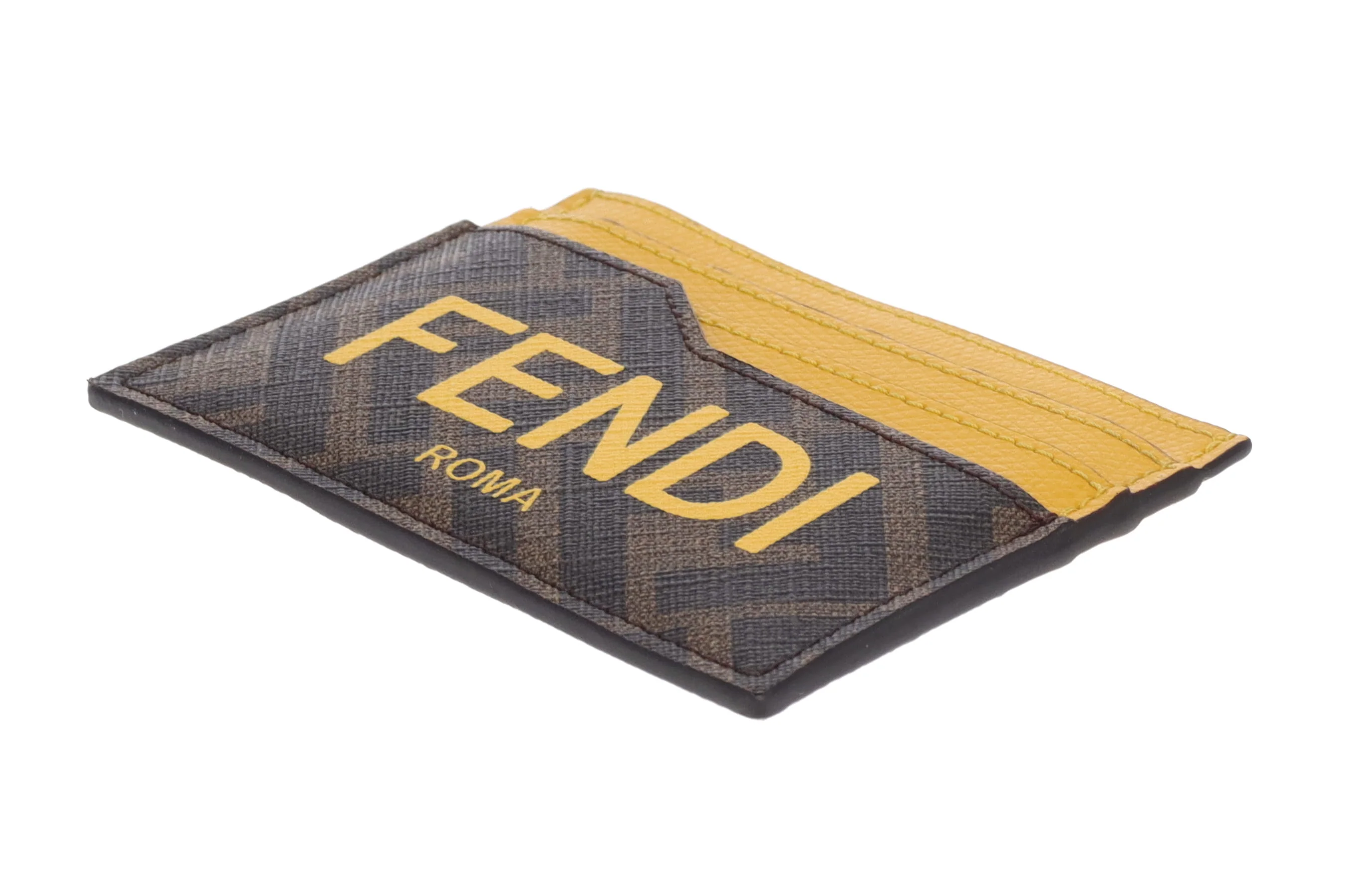 Fendi Zucca Card Holder In Yellow And Brown - Image 7