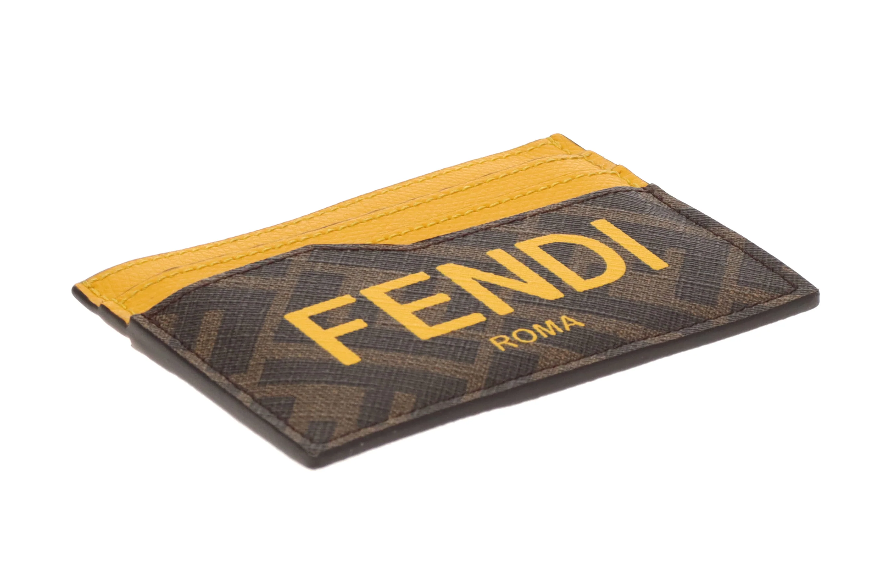Fendi Zucca Card Holder In Yellow And Brown - Image 8