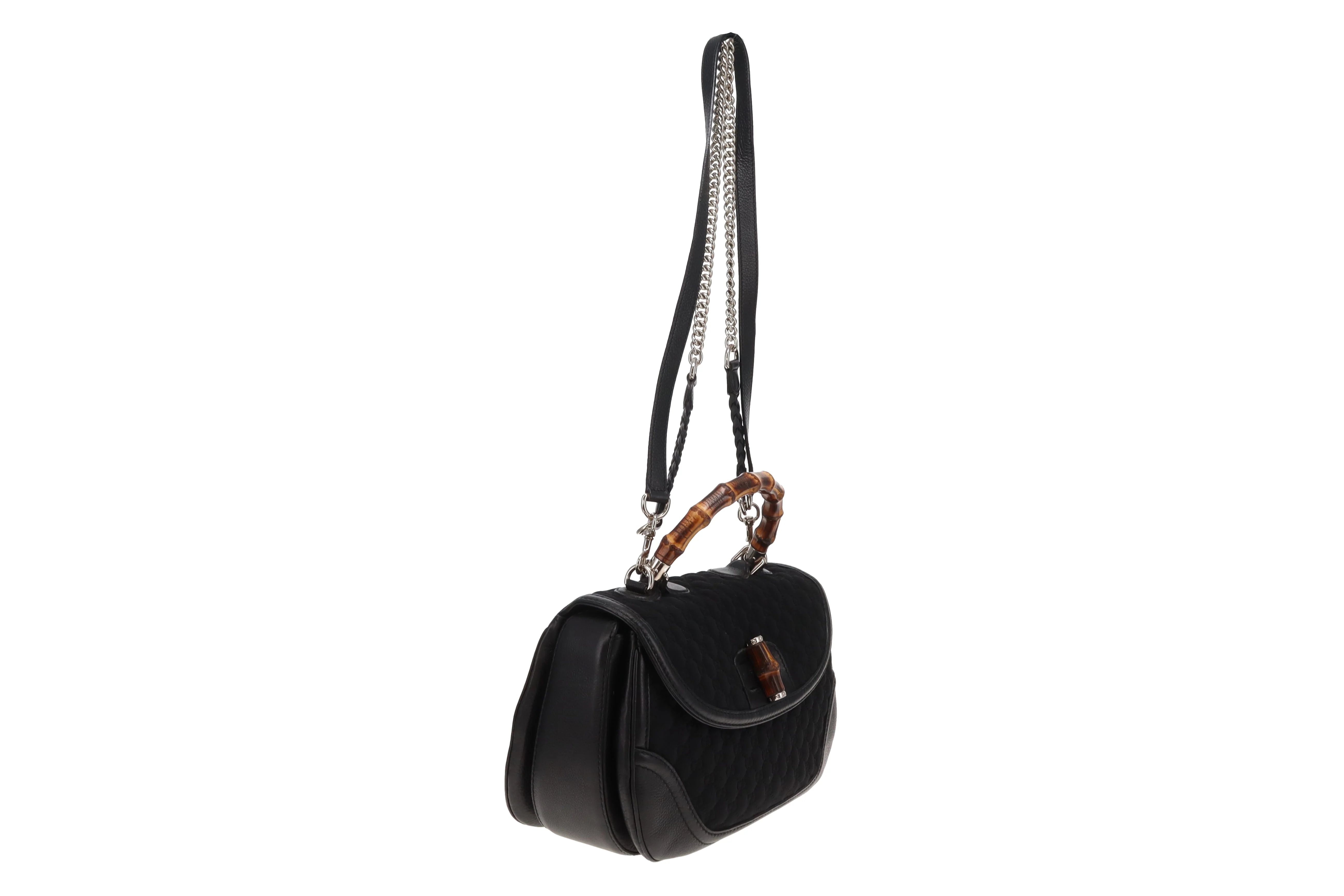 Gucci Bamboo Top handle Large Black Leather and Neoprene - Image 5