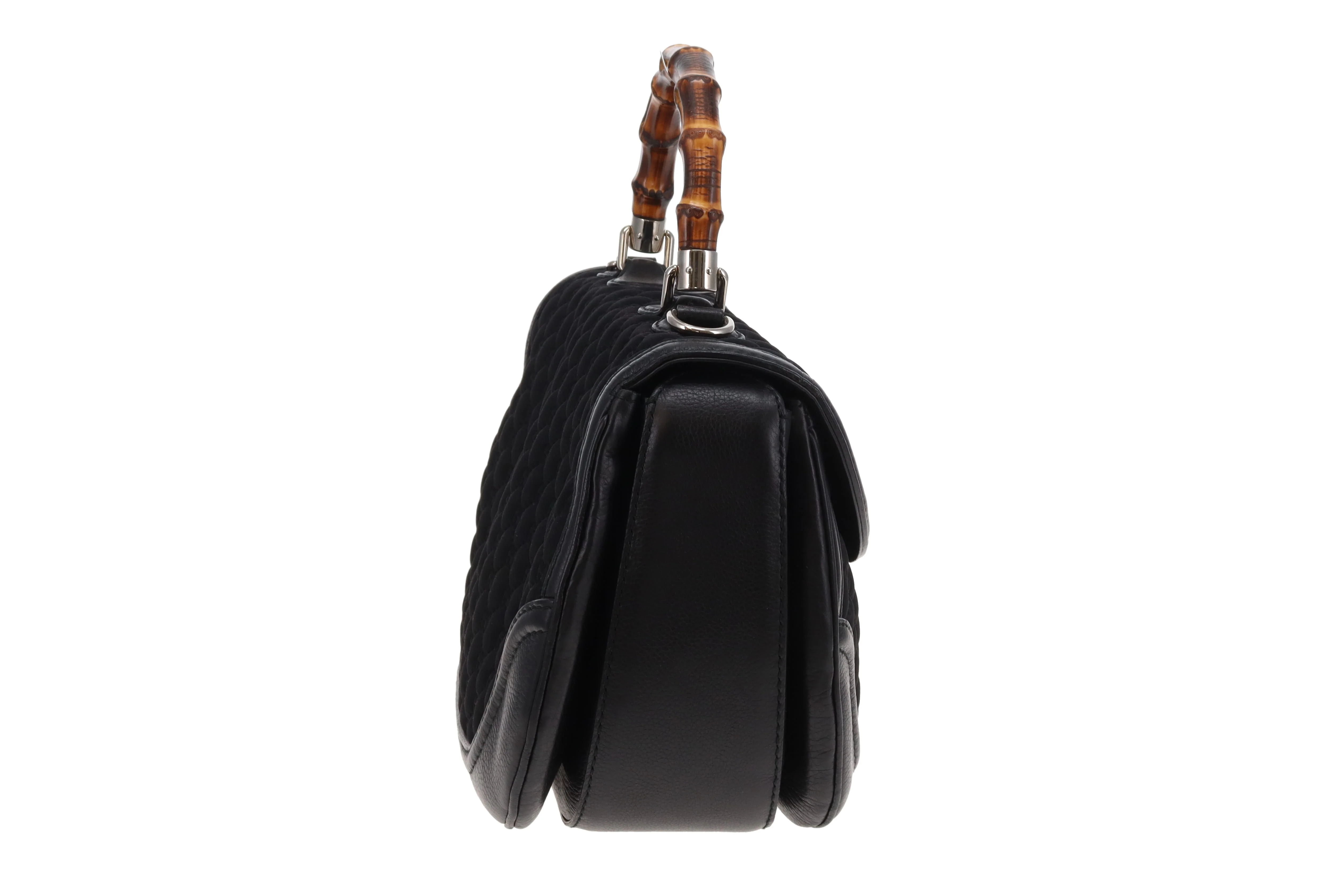 Gucci Bamboo Top handle Large Black Leather and Neoprene - Image 6