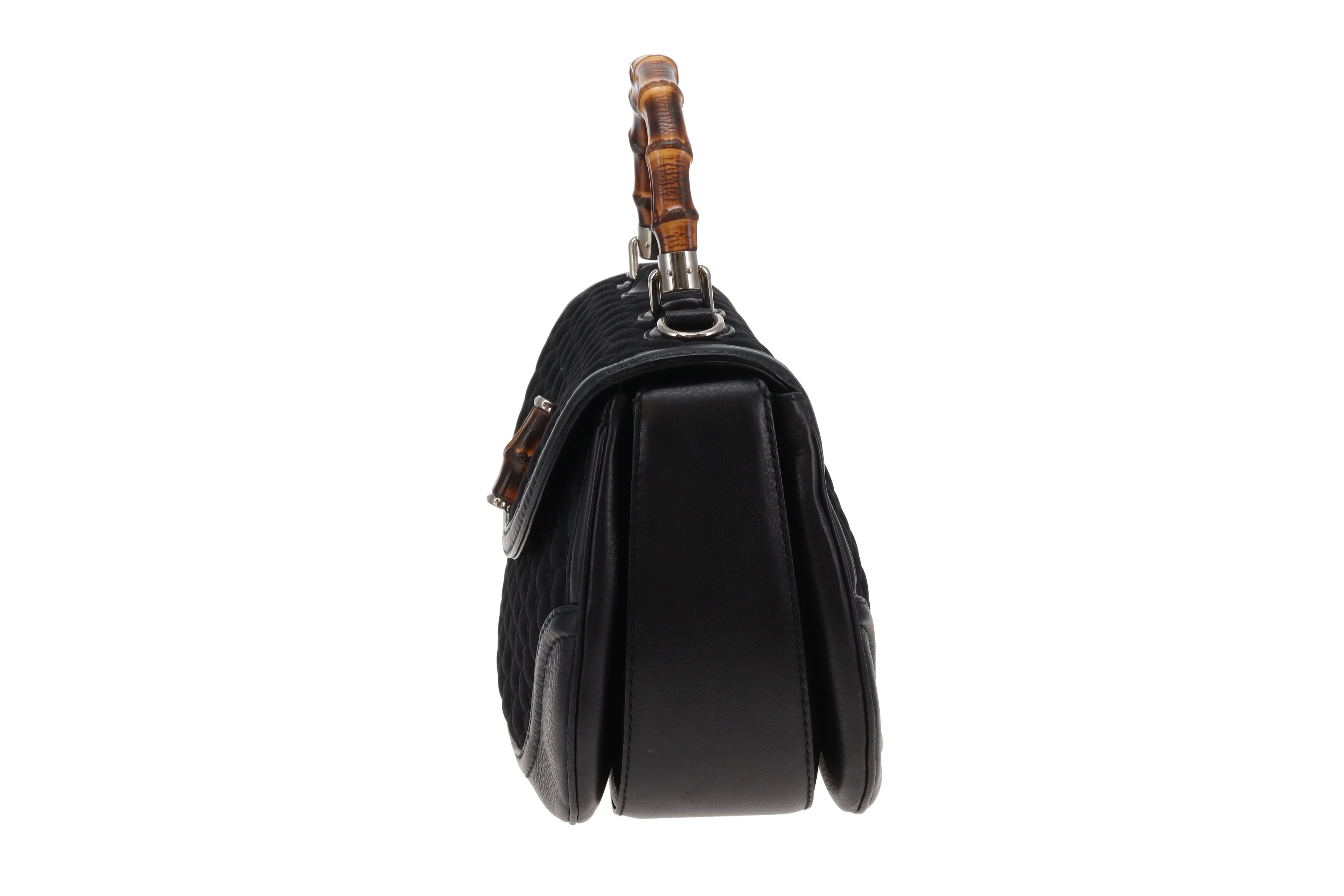 Gucci Bamboo Top handle Large Black Leather and Neoprene - Image 8