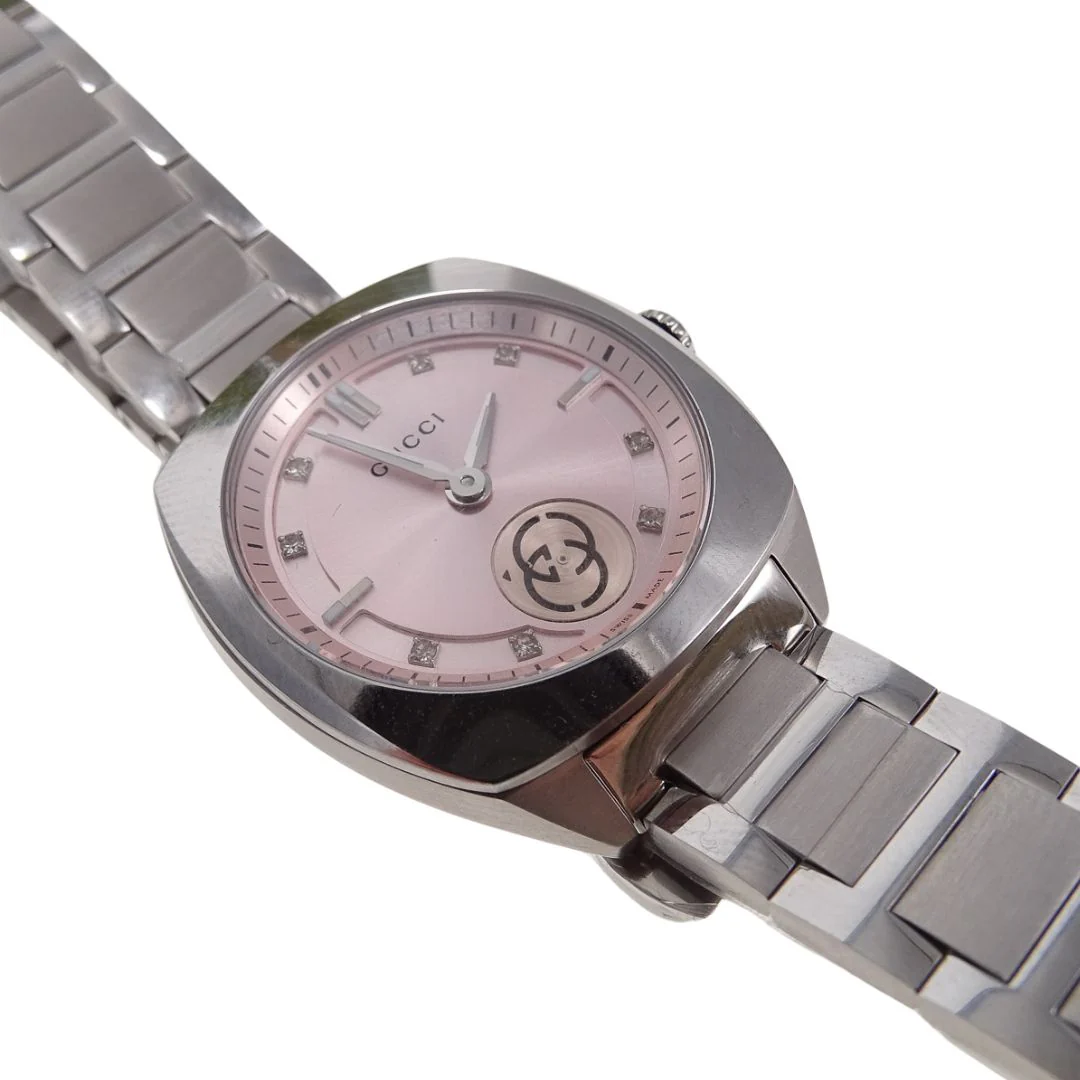 Gucci Interlocking 29mm Pink Dial Diamond Dots Steel Bracelet Watch - Image 3