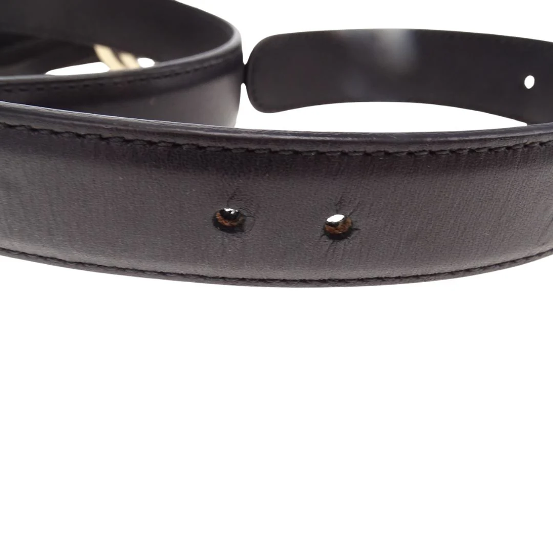 Gucci Interlocking G Thin Black Belt 80/32 Gold Buckle - Image 3