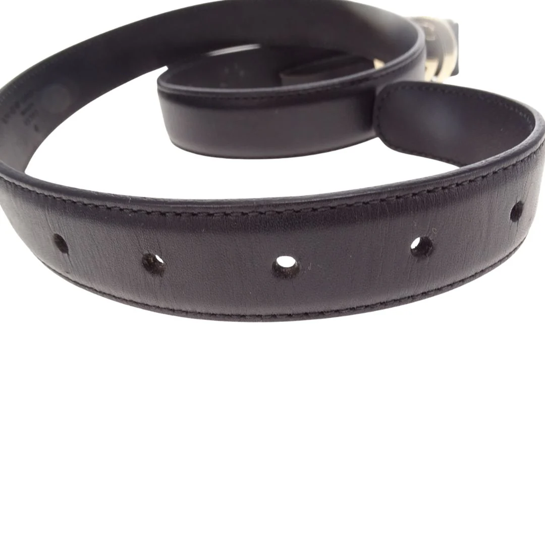 Gucci Interlocking G Thin Black Belt 80/32 Gold Buckle - Image 4