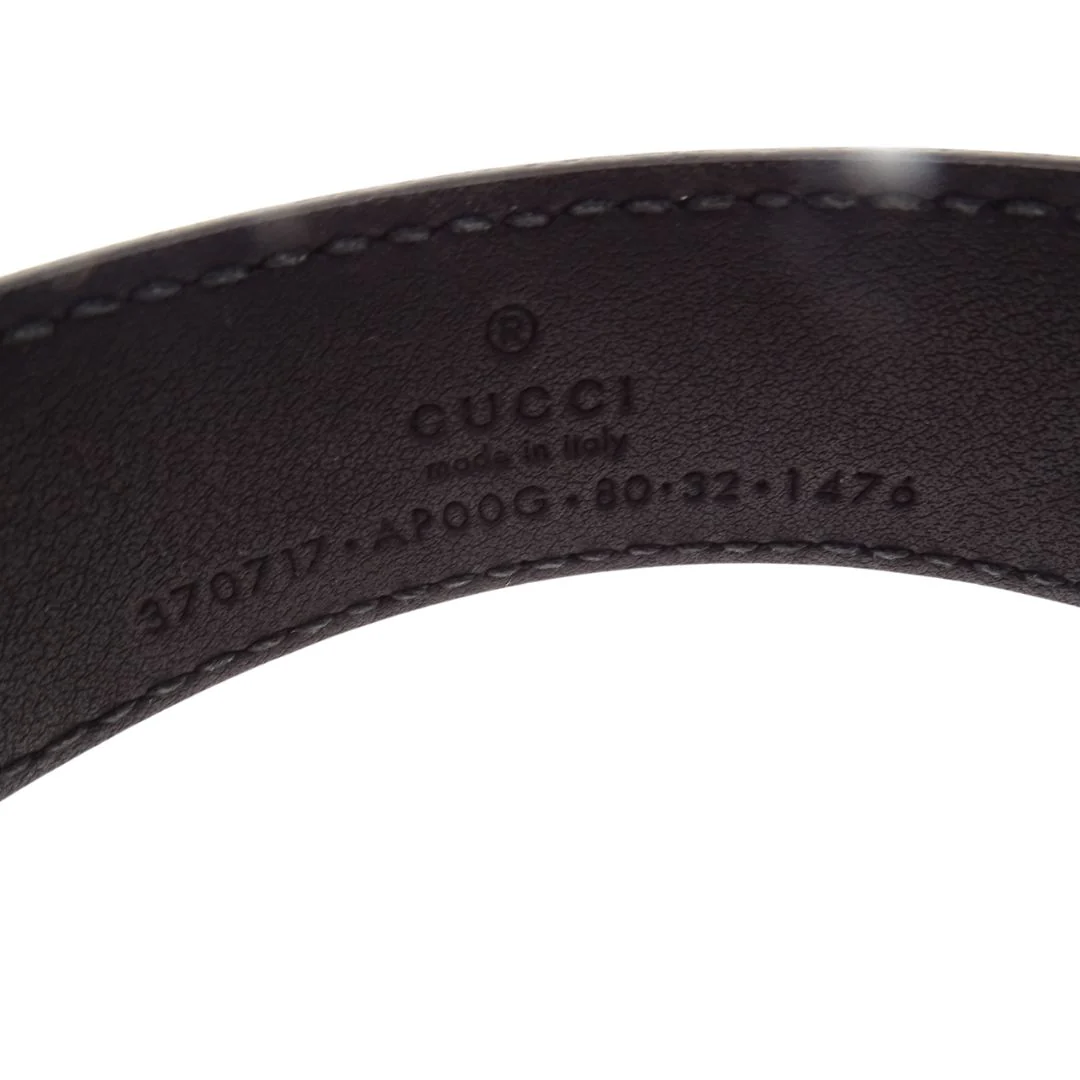 Gucci Interlocking G Thin Black Belt 80/32 Gold Buckle - Image 5
