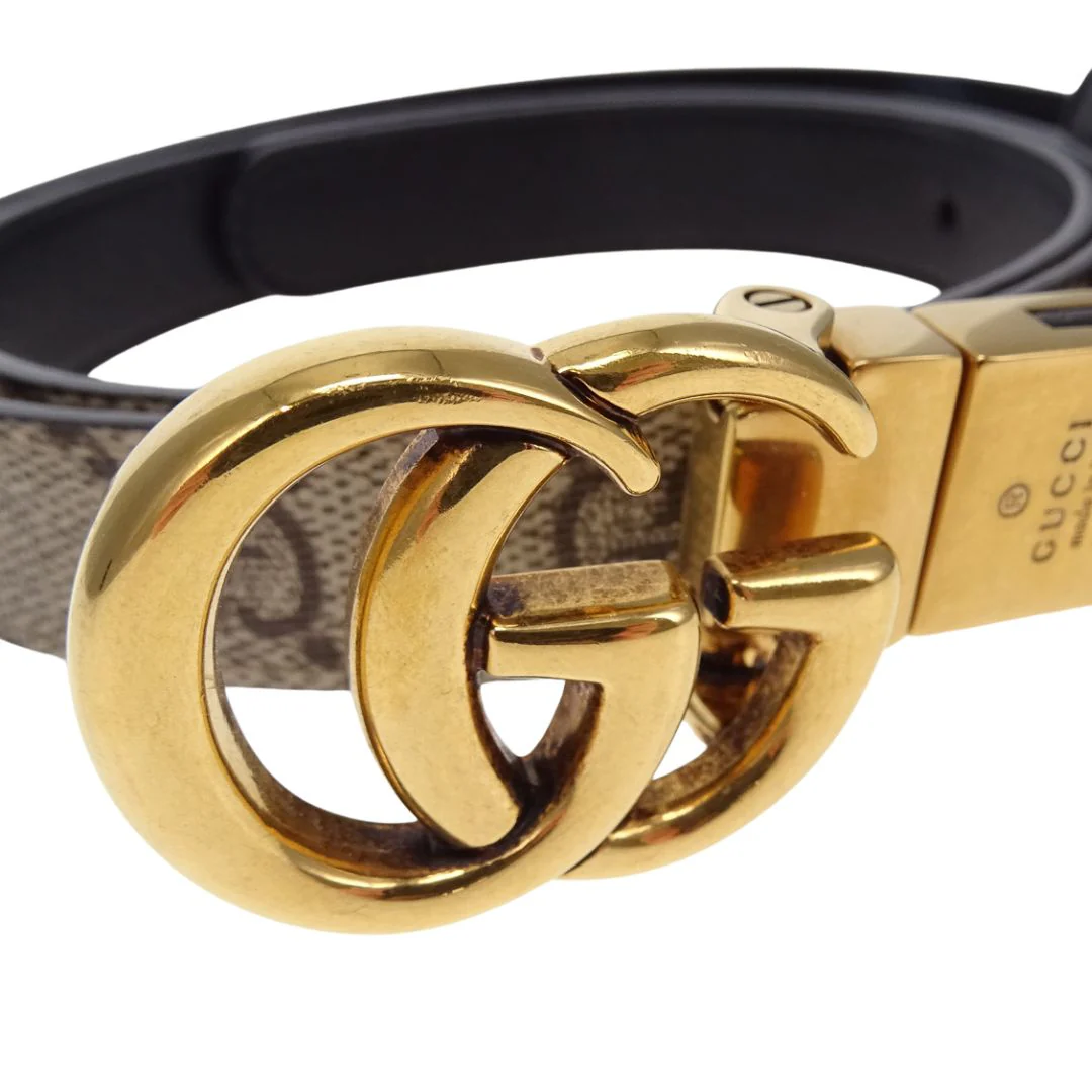 Gucci Marmont GG Thin Belt In GG Supreme Canvas & Leather 80/32 - Image 6