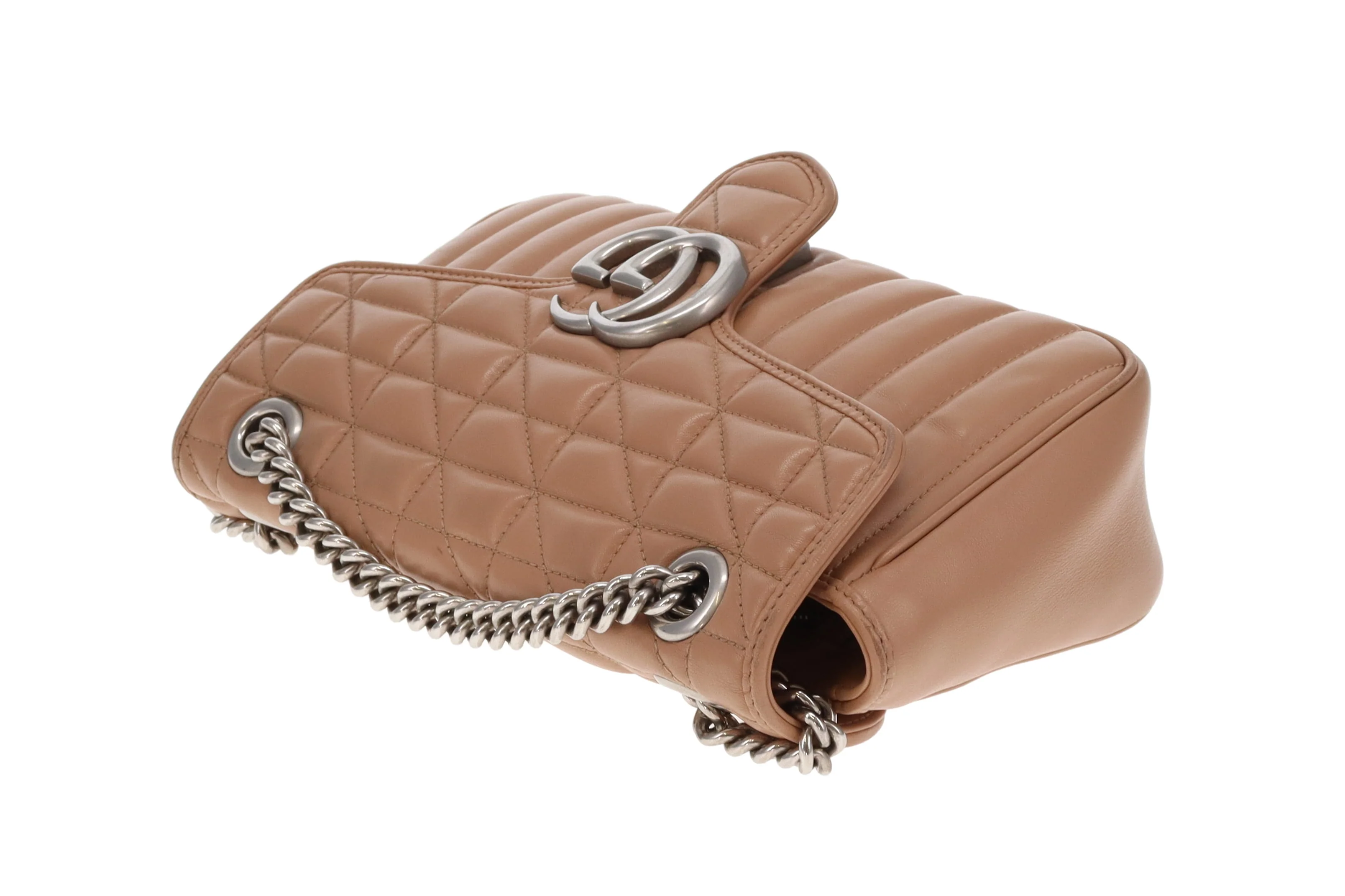 Gucci Marmont Small Mixed Quilt Dark Beige SHW - Image 13