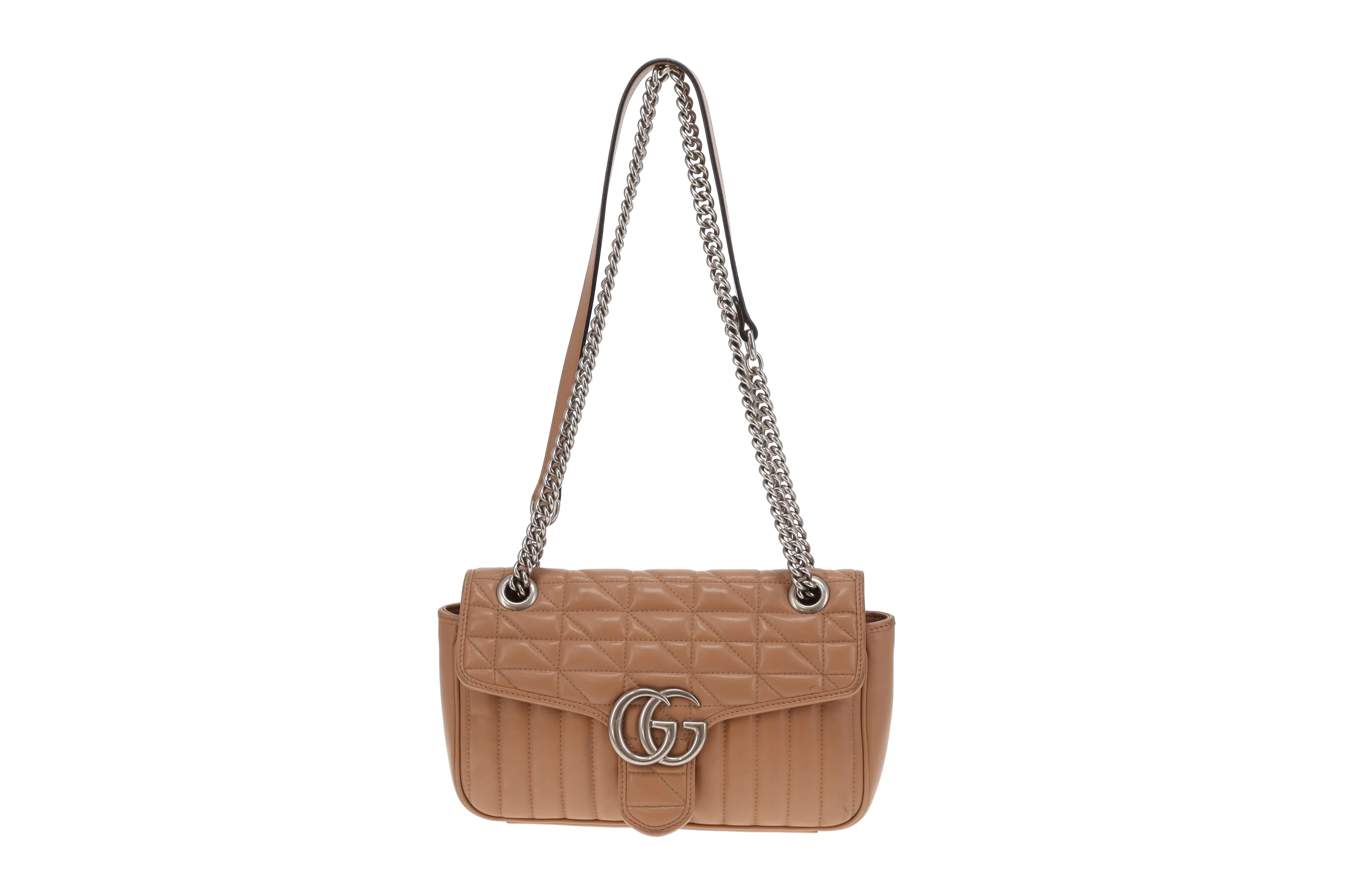 Gucci Marmont Small Mixed Quilt Dark Beige SHW - Image 3
