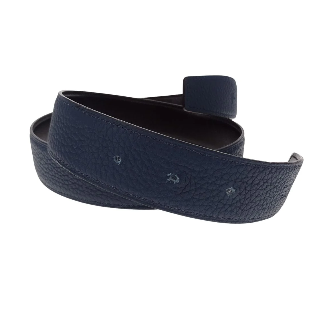 Hermes Belt In Blue Togo & Noir Swift Leather Reversible 85cm (No Buckle) - Image 3