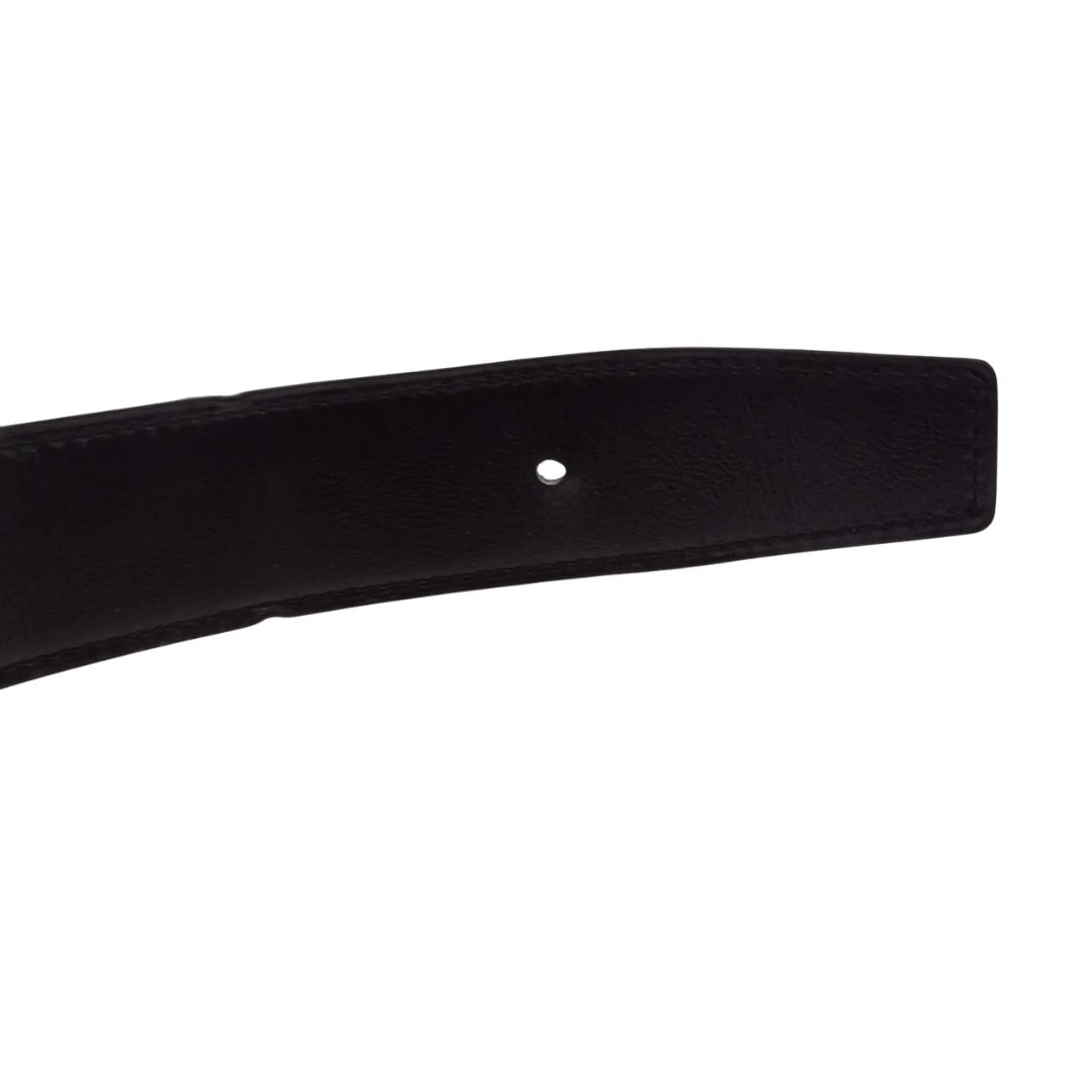 Hermes Belt In Blue Togo & Noir Swift Leather Reversible 85cm (No Buckle) - Image 4