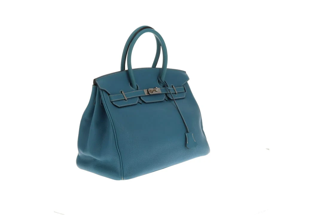Hermes Birkin 35 Bleu Jean Togo With Palladium HW 2003 - Image 4
