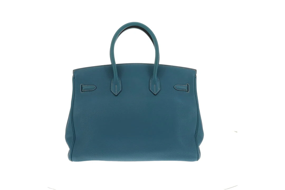 Hermes Birkin 35 Bleu Jean Togo With Palladium HW 2003 - Image 6