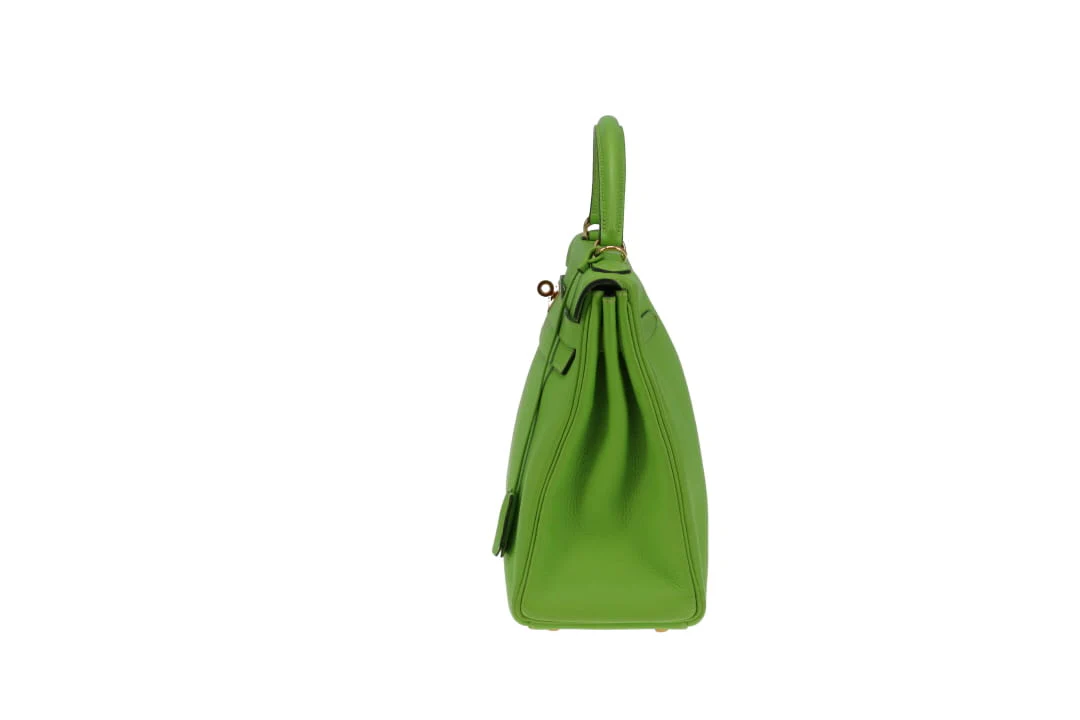 Hermes Kelly 32 Apple Green Togo 2002 Gold Hardware - Image 10