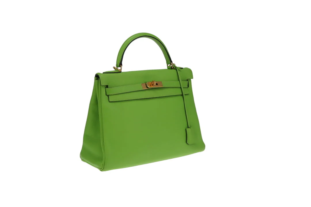 Hermes Kelly 32 Apple Green Togo 2002 Gold Hardware - Image 6