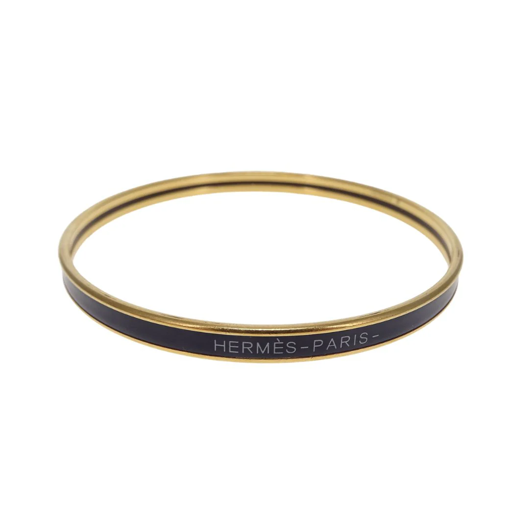 Hermes Printed Enamel Bangle 65 Black & Gold - Image 3