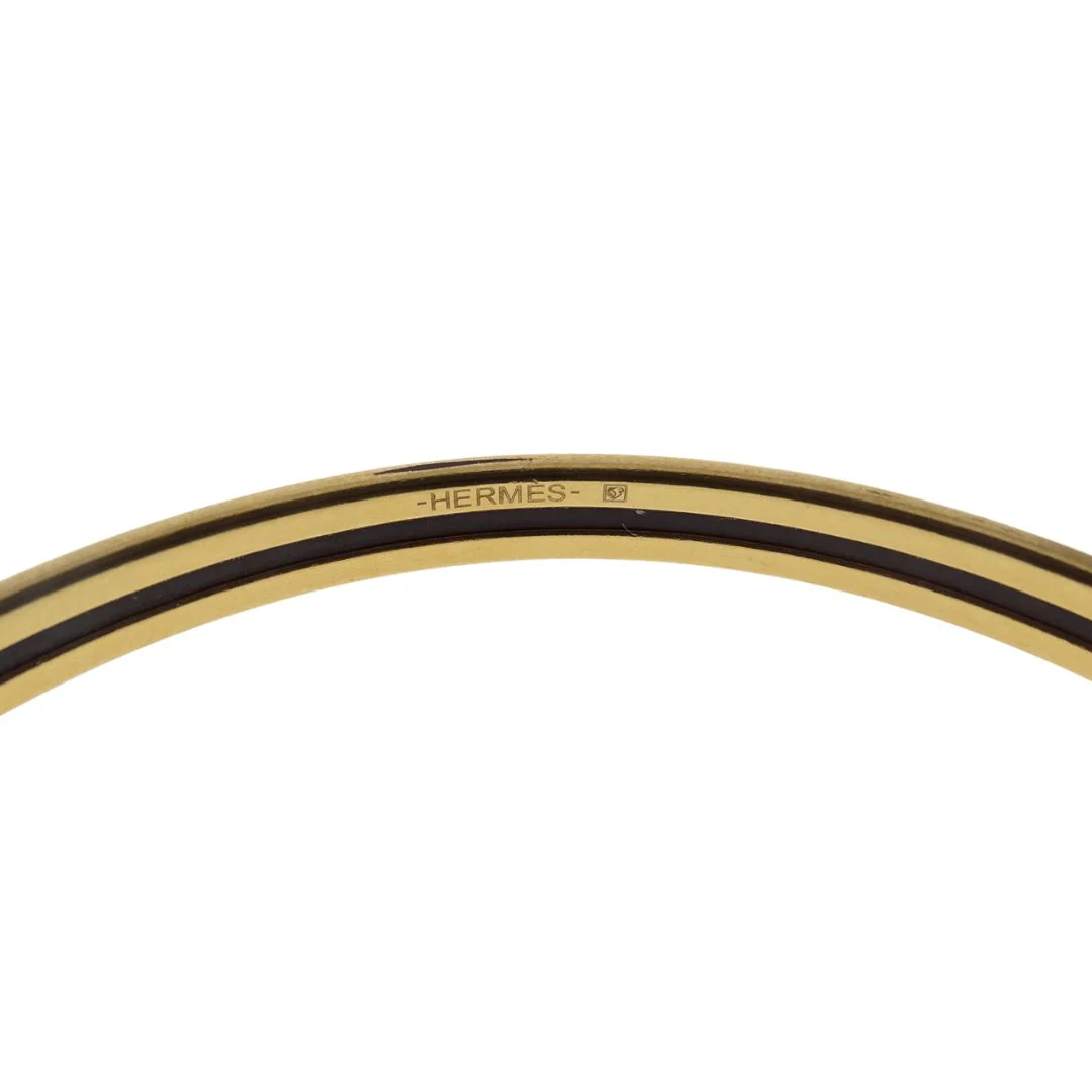 Hermes Printed Enamel Bangle 65 Black & Gold - Image 5