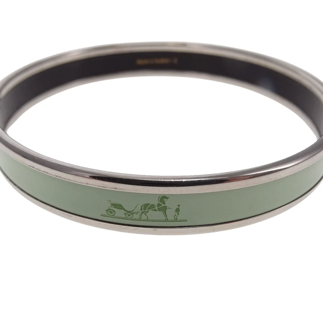 Hermes Printed Enamel Bangle Narrow Turqouise Small - Image 4
