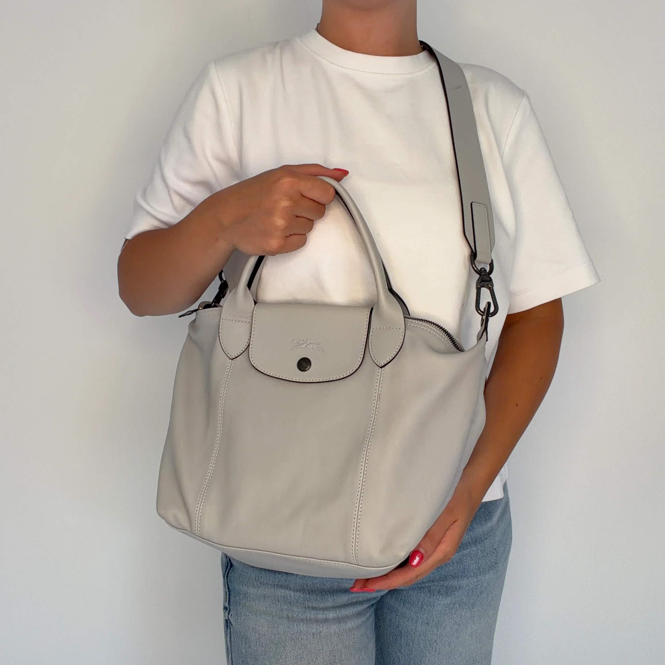 Longchamp Le Pliage Cuir Grey - Image 2