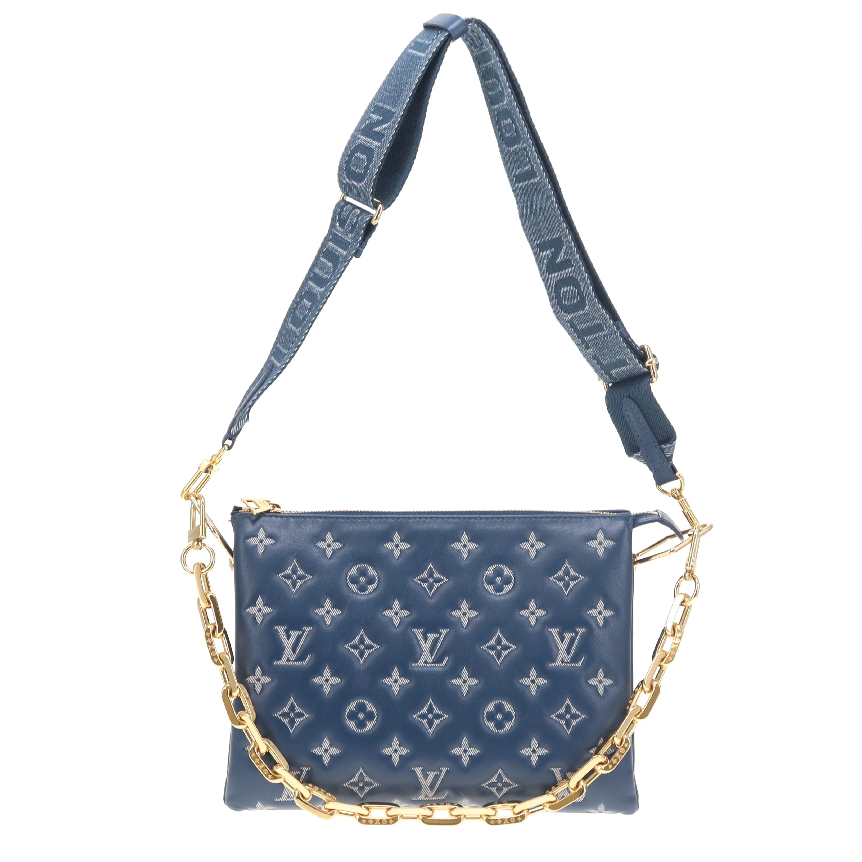 Louis Vuitton Coussin PM Denim Blue Leather with Denim Strap (NFID) - Image 3