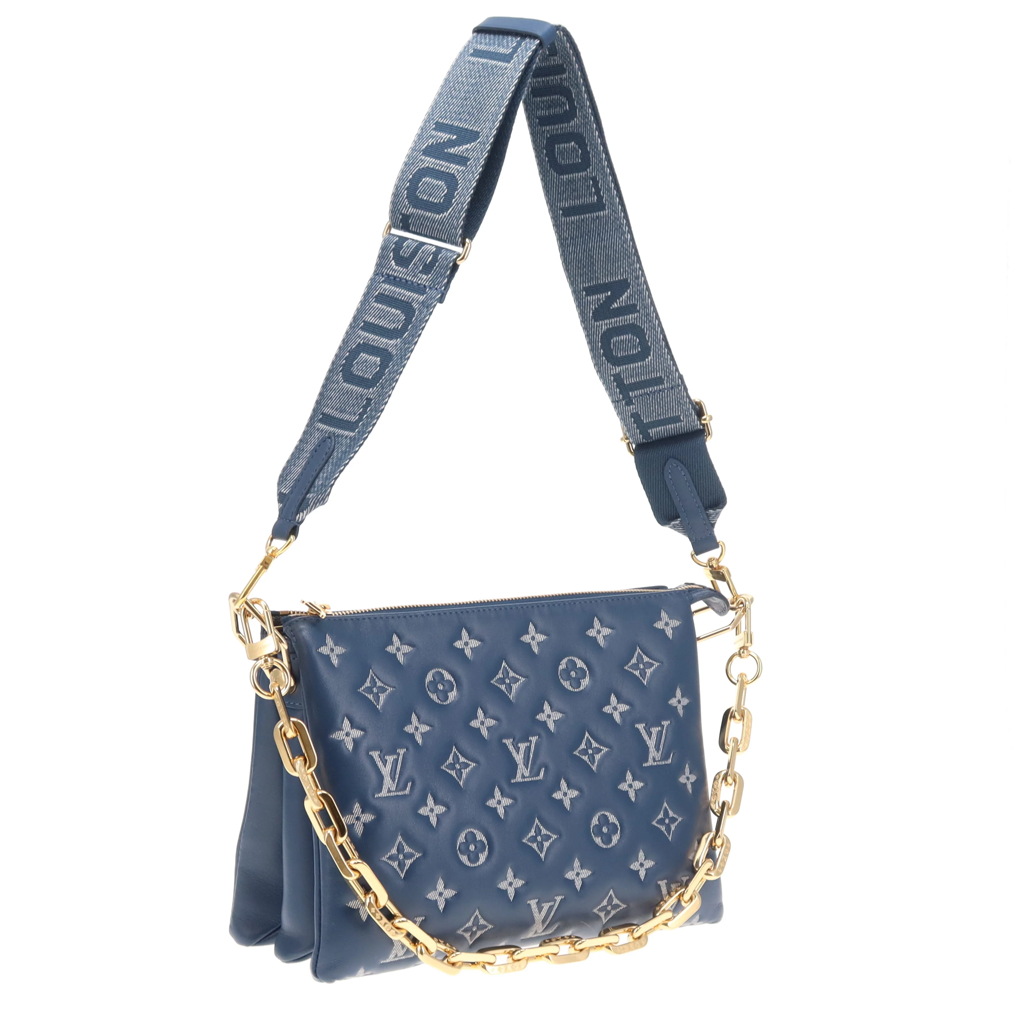 Louis Vuitton Coussin PM Denim Blue Leather with Denim Strap (NFID) - Image 5