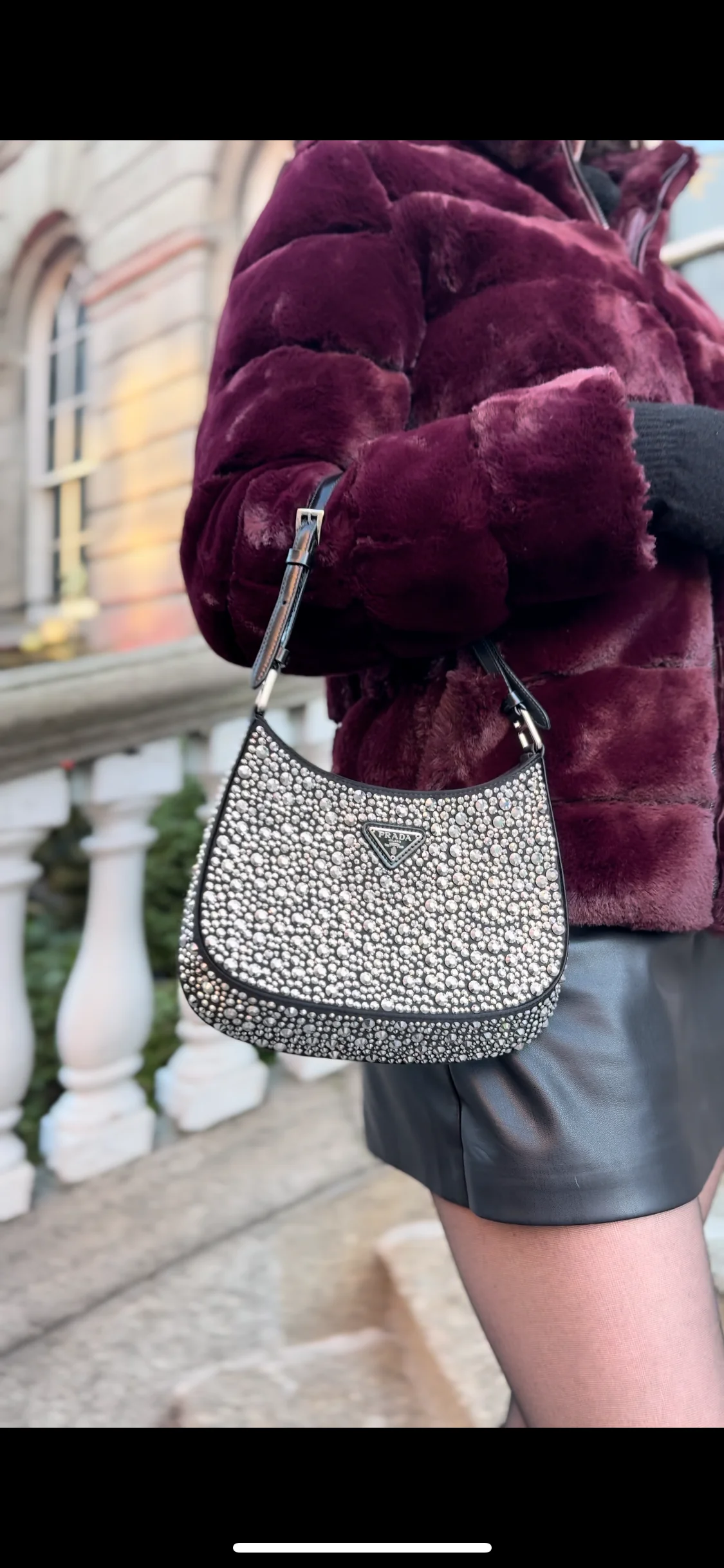Prada Cleo Satin Bag with Crystals - Image 2