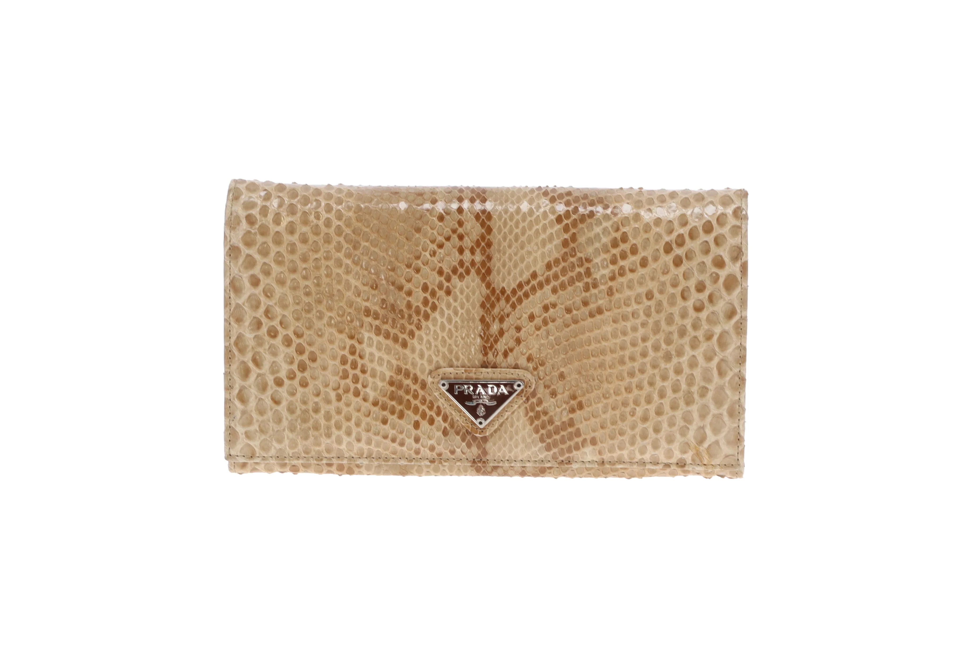 Prada Python Beige Long Flap Wallet Vintage
