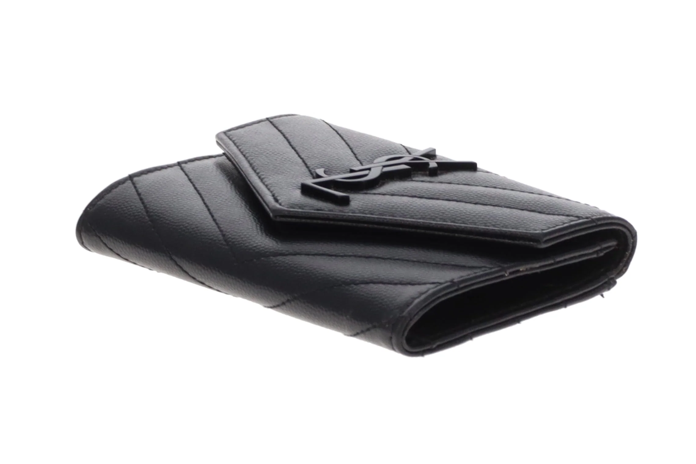 Saint Laurent Cassandre Flap Card Holder All Black 2022 - Image 7