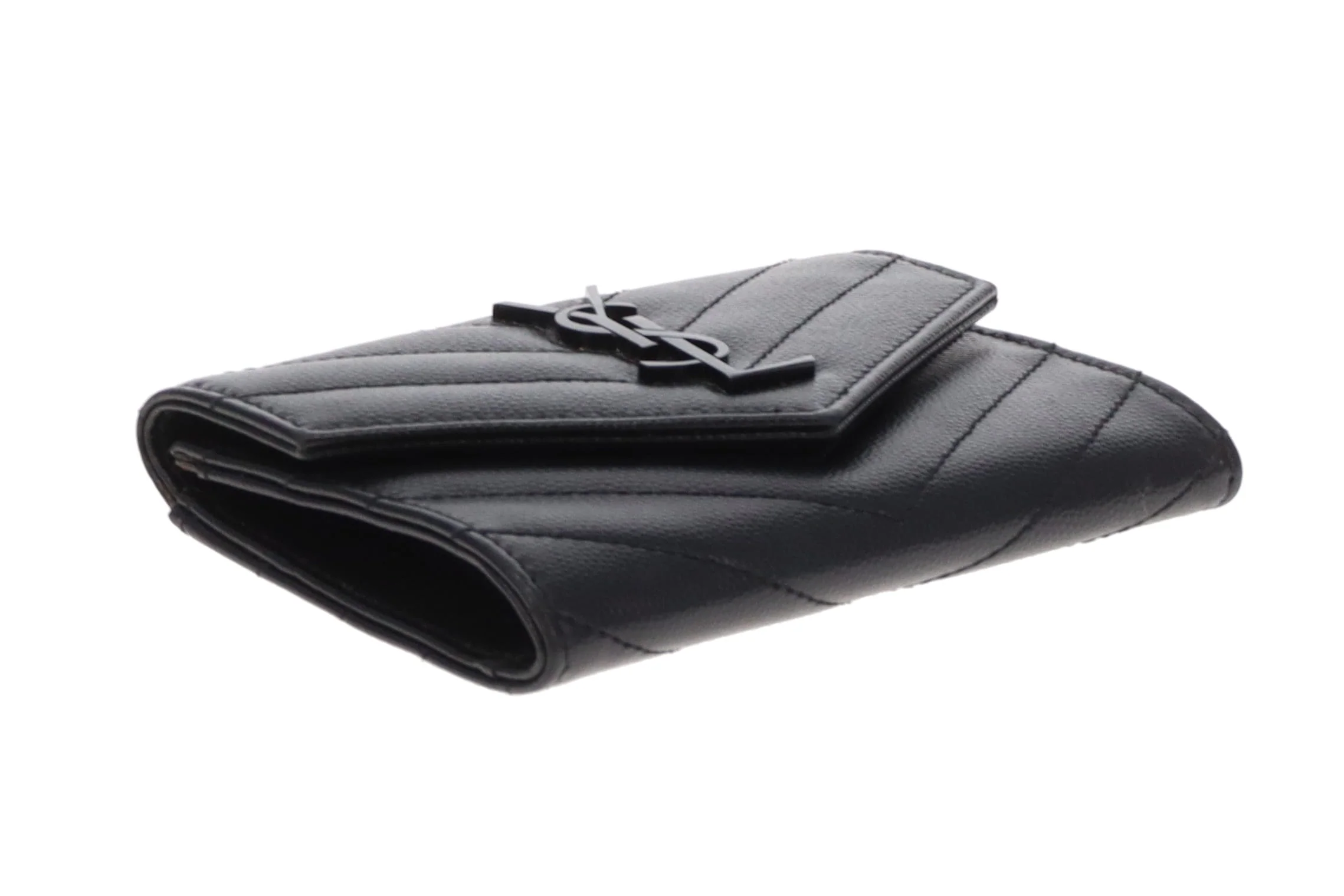 Saint Laurent Cassandre Flap Card Holder All Black 2022 - Image 8