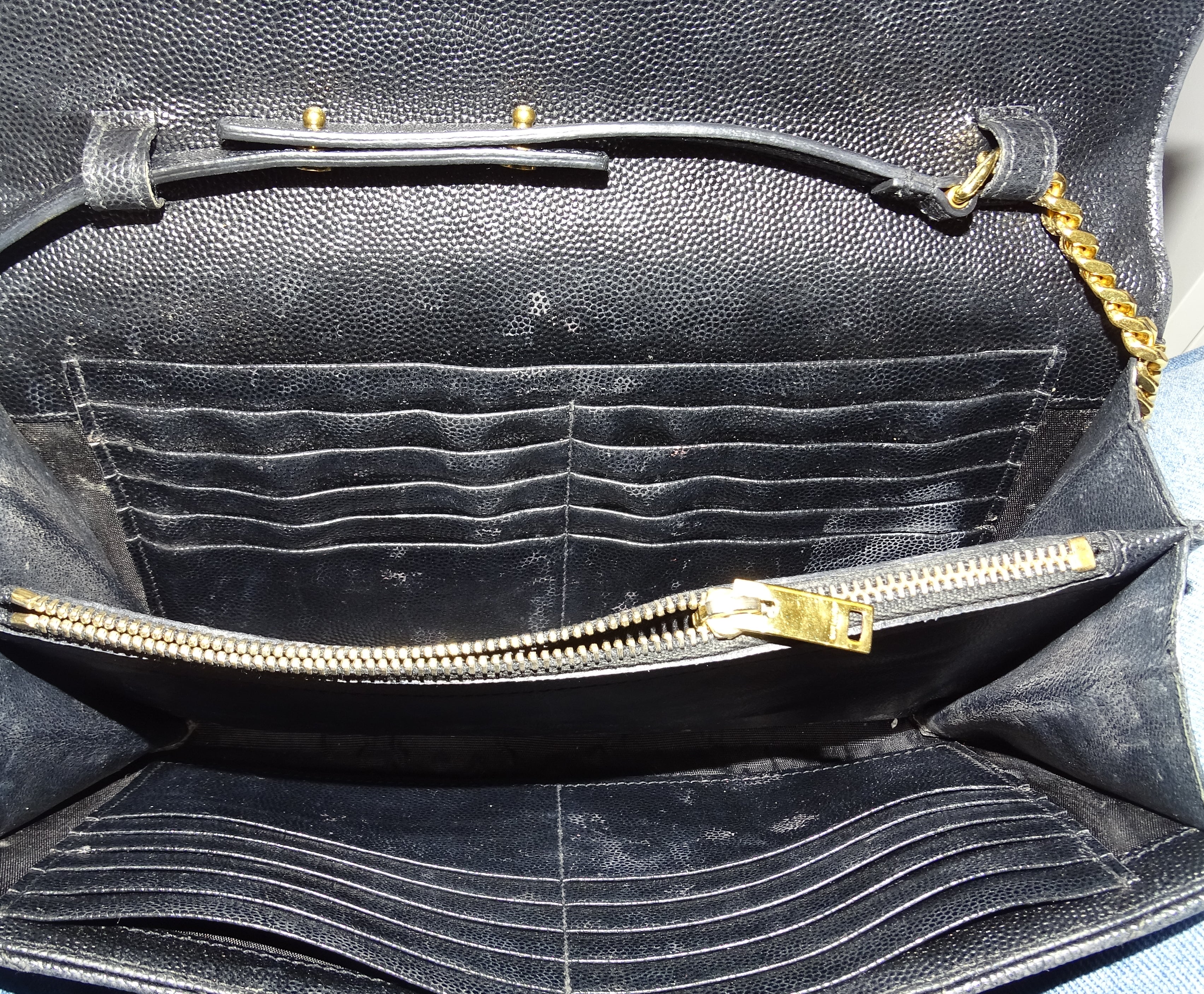 Saint Laurent Cassandre Wallet On Chain Black Grain De Poudre Gold Hardware - Image 12