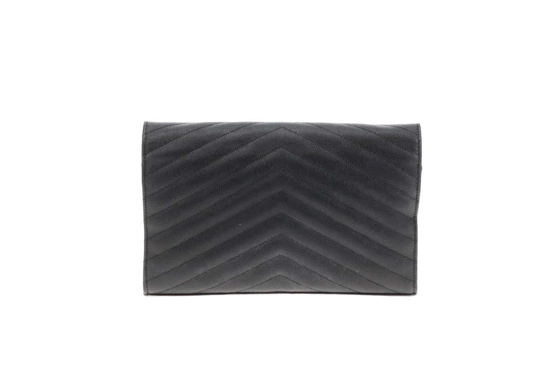 Saint Laurent Cassandre Wallet On Chain Black Grain De Poudre Gold Hardware - Image 6