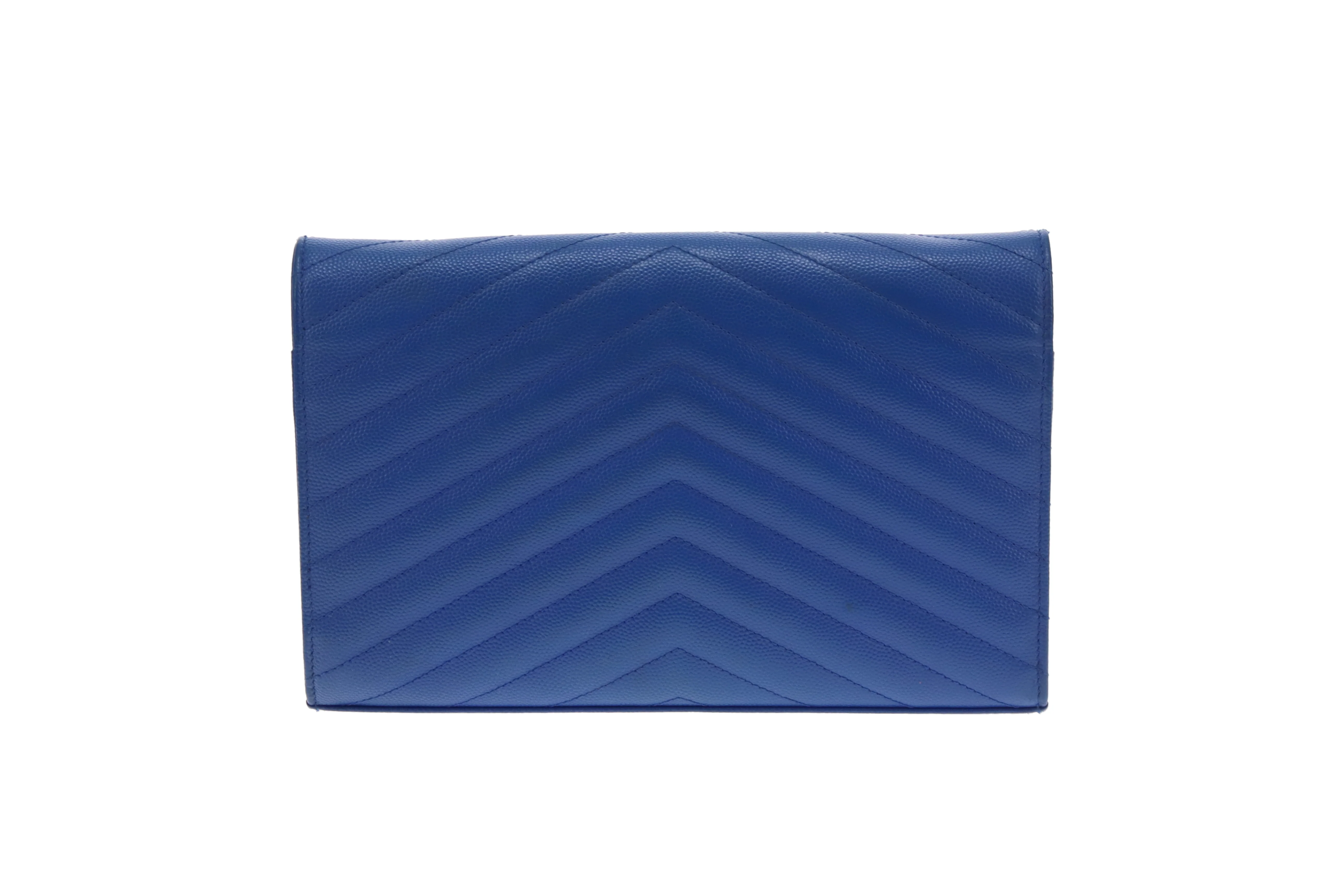 Saint Laurent Cassandre Wallet on Chain Blue GHW 2015 - Image 10
