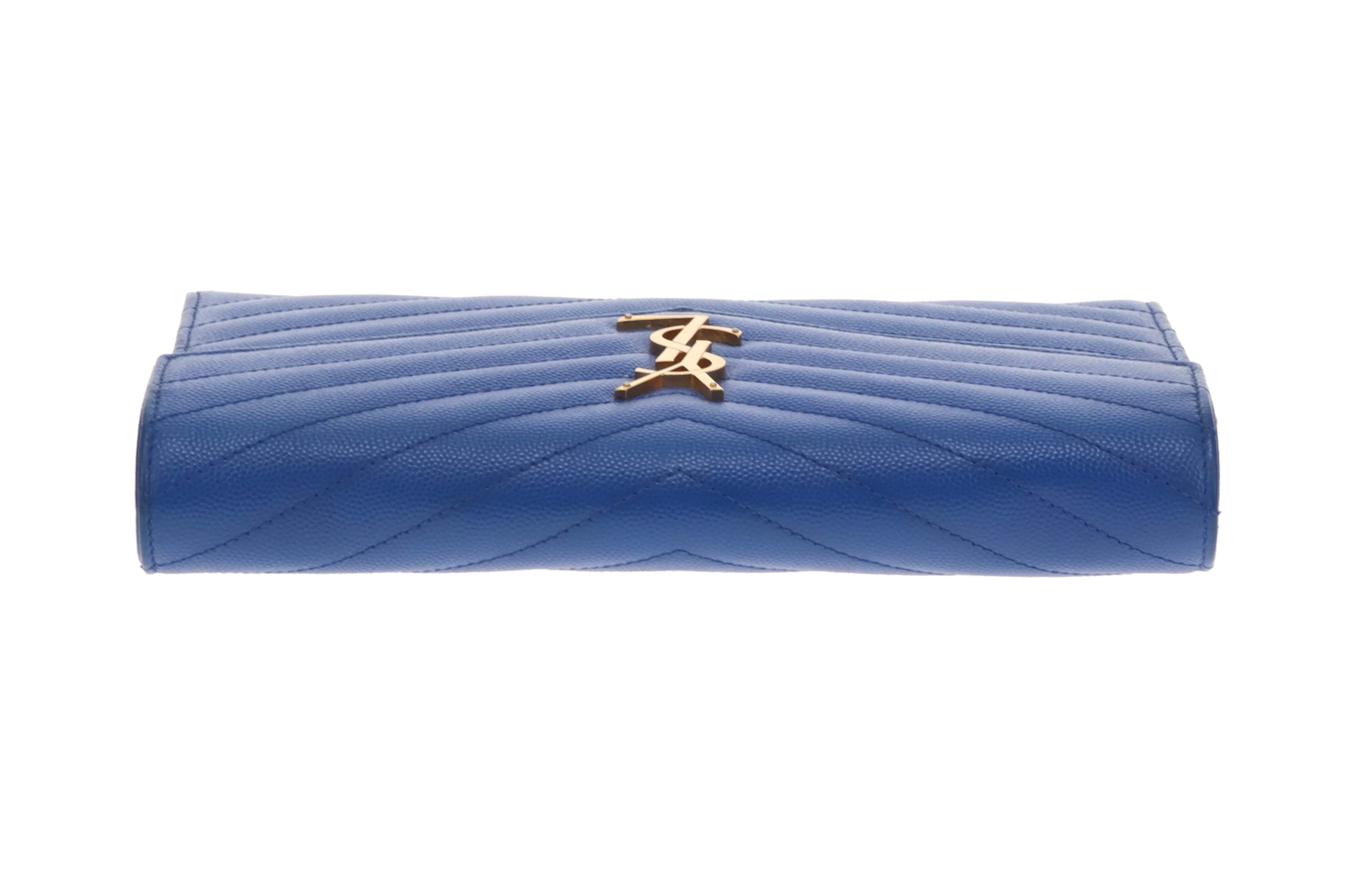 Saint Laurent Cassandre Wallet on Chain Blue GHW 2015 - Image 6