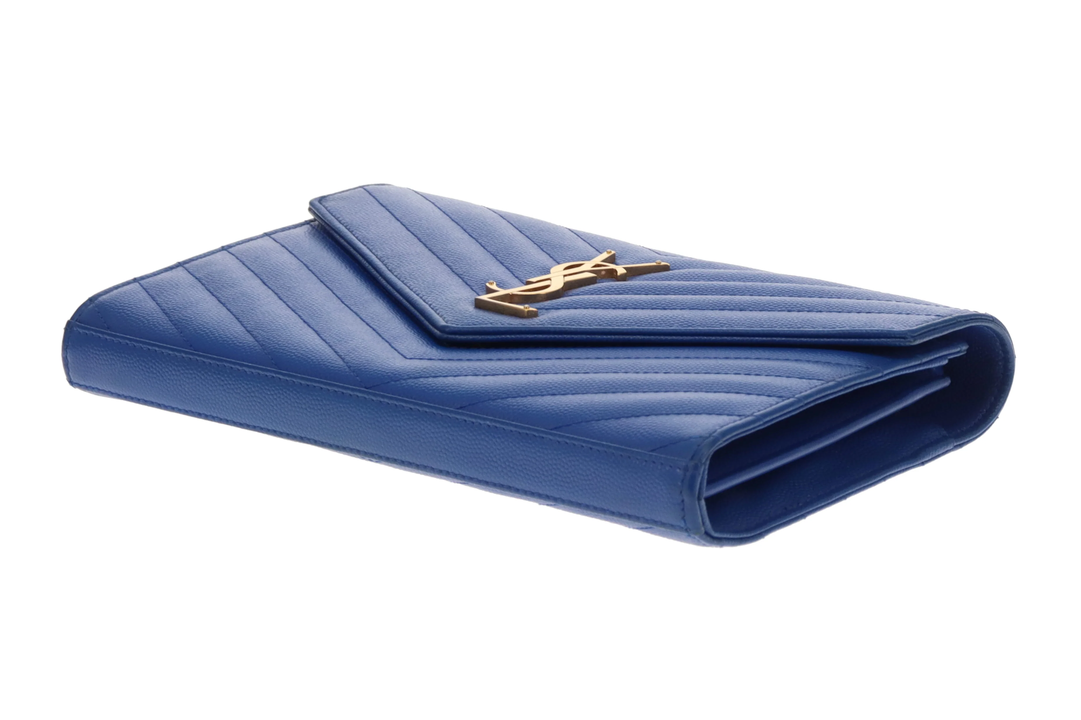 Saint Laurent Cassandre Wallet on Chain Blue GHW 2015 - Image 8