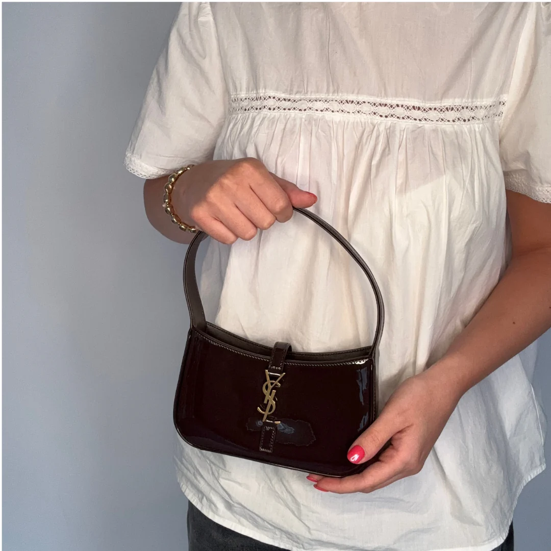 Saint Laurent Le 5  à  7 Mini Burgundy Patent 2024 - Image 2