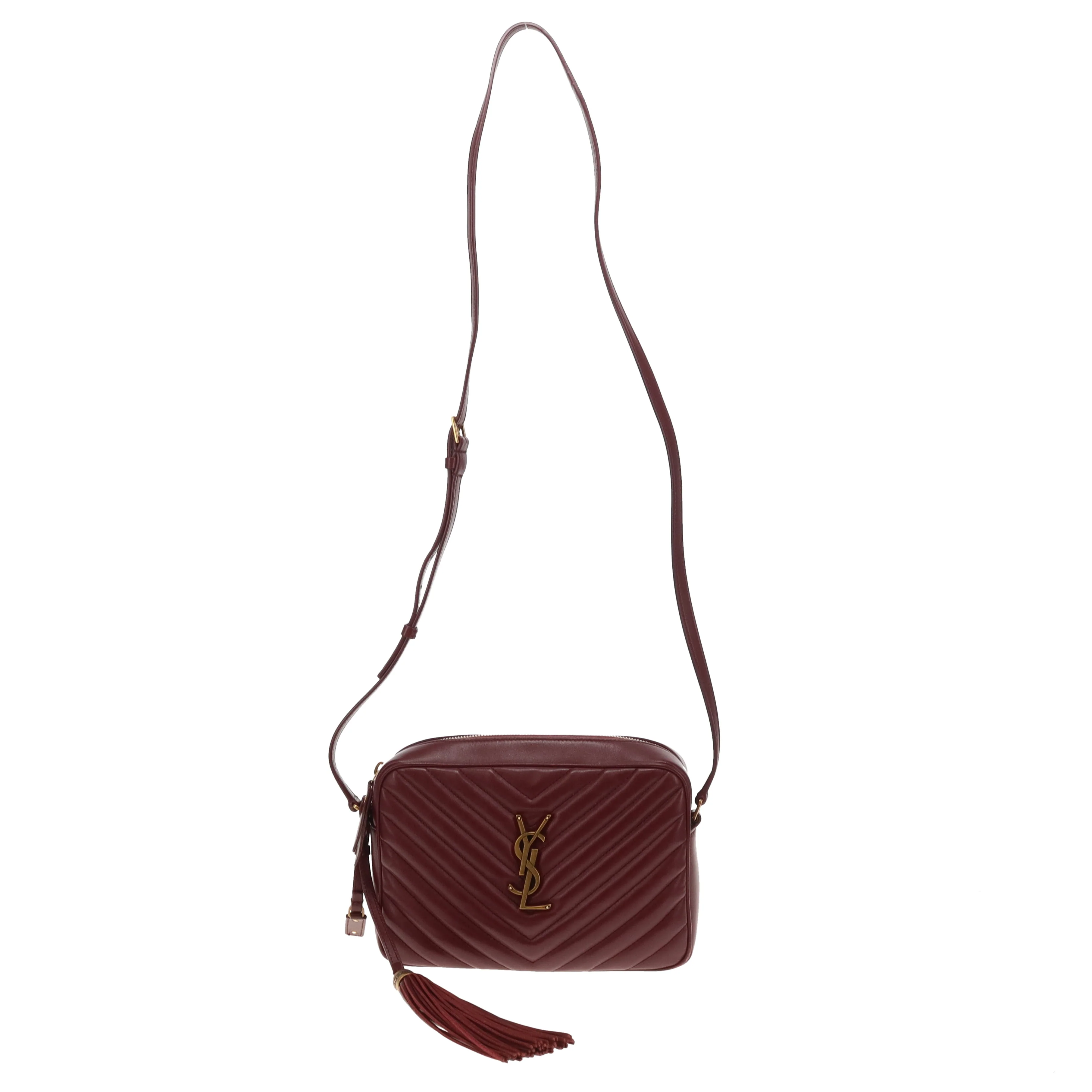 Saint Laurent Lou Camera Burgundy Chevron GHW 2019 - Image 3