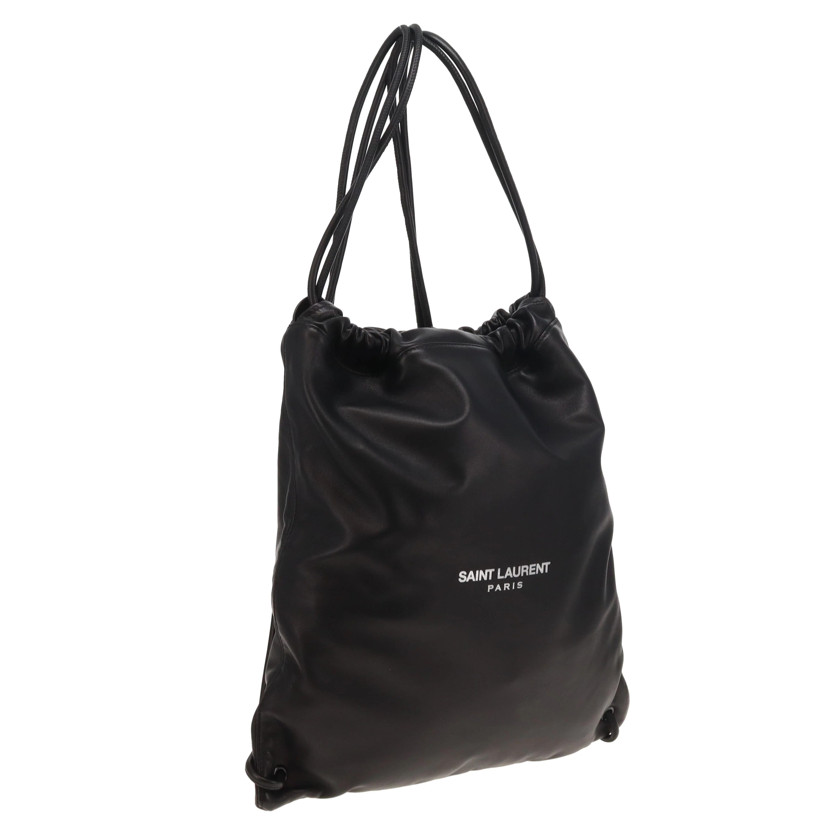 Saint Laurent Teddy Drawstring Backpack Black Leather 2019 - Image 3