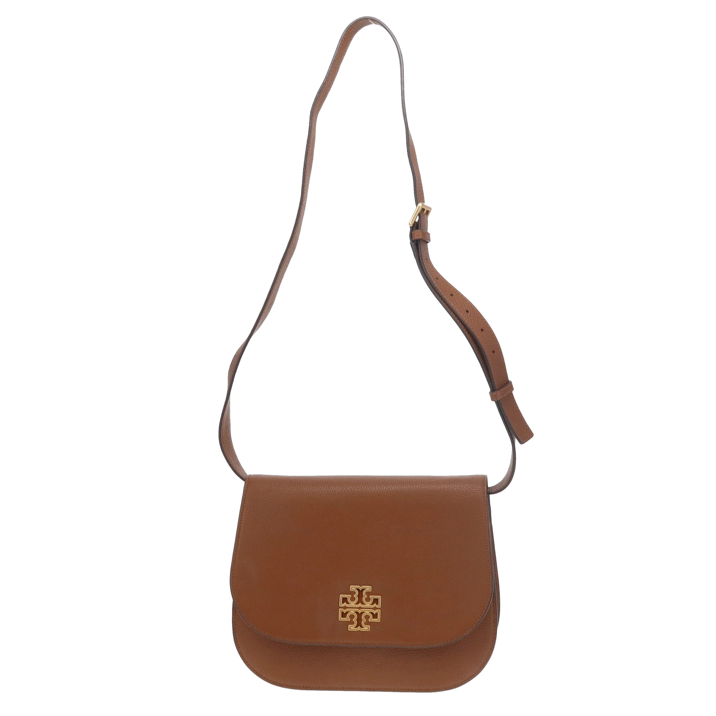 Tory Burch Britten Saddle Bag Tan GHW - Image 3